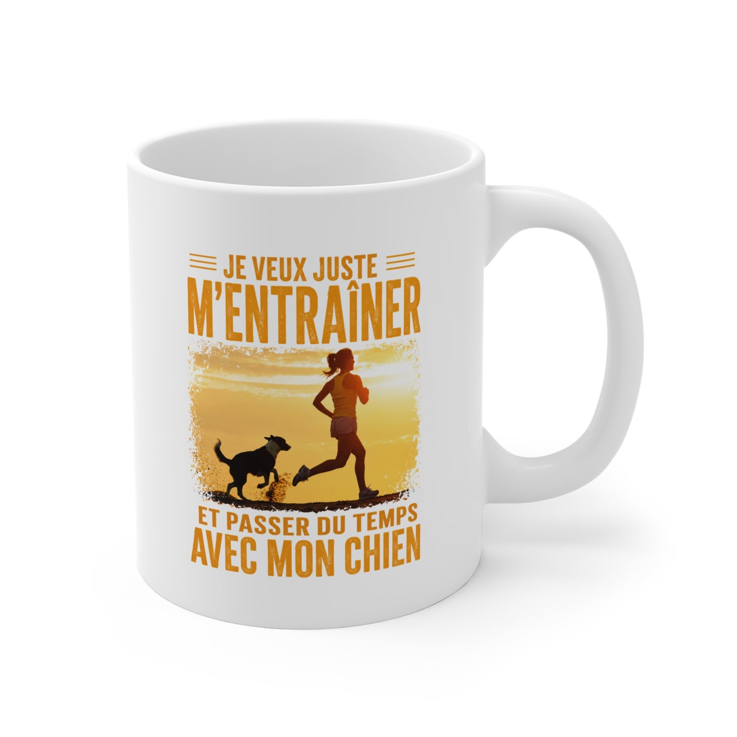 Mug Running Femme avec Chien – Tasse Course à Pied Jogging Sport – Cadeau Coureuse Amoureuse des Chiens