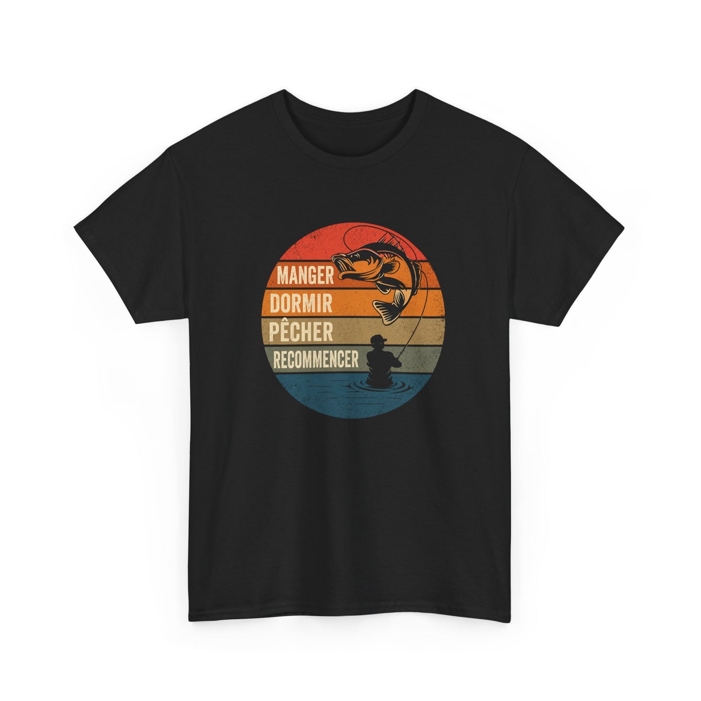 T-Shirt Pêche Homme et Femme – Cadeau Pêcheur Passionné – Pêche Poisson Canne à Pêche – Style Vintage Rétro – Idée Cadeau