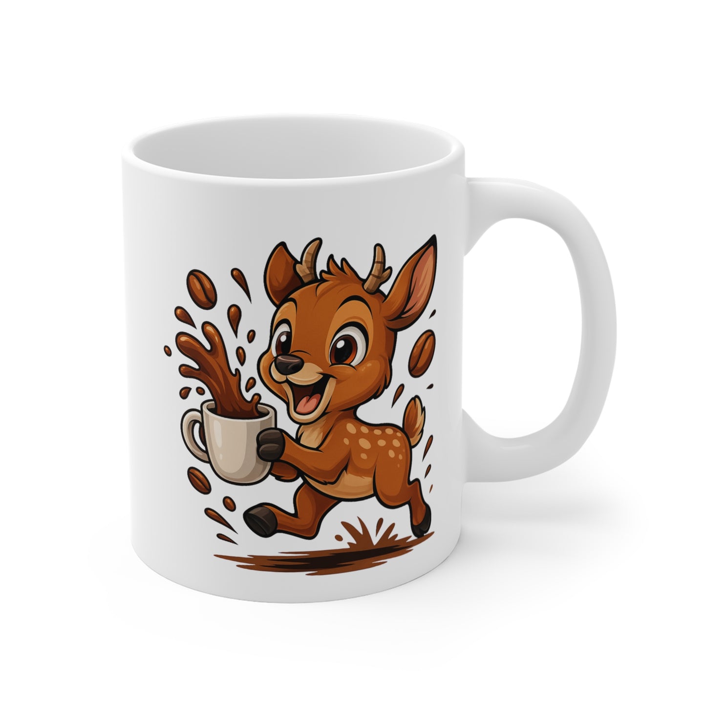 Mug Biche Mignonne – Tasse Cerf Cartoon en Céramique 325ml – Animal de la Forêt et Café