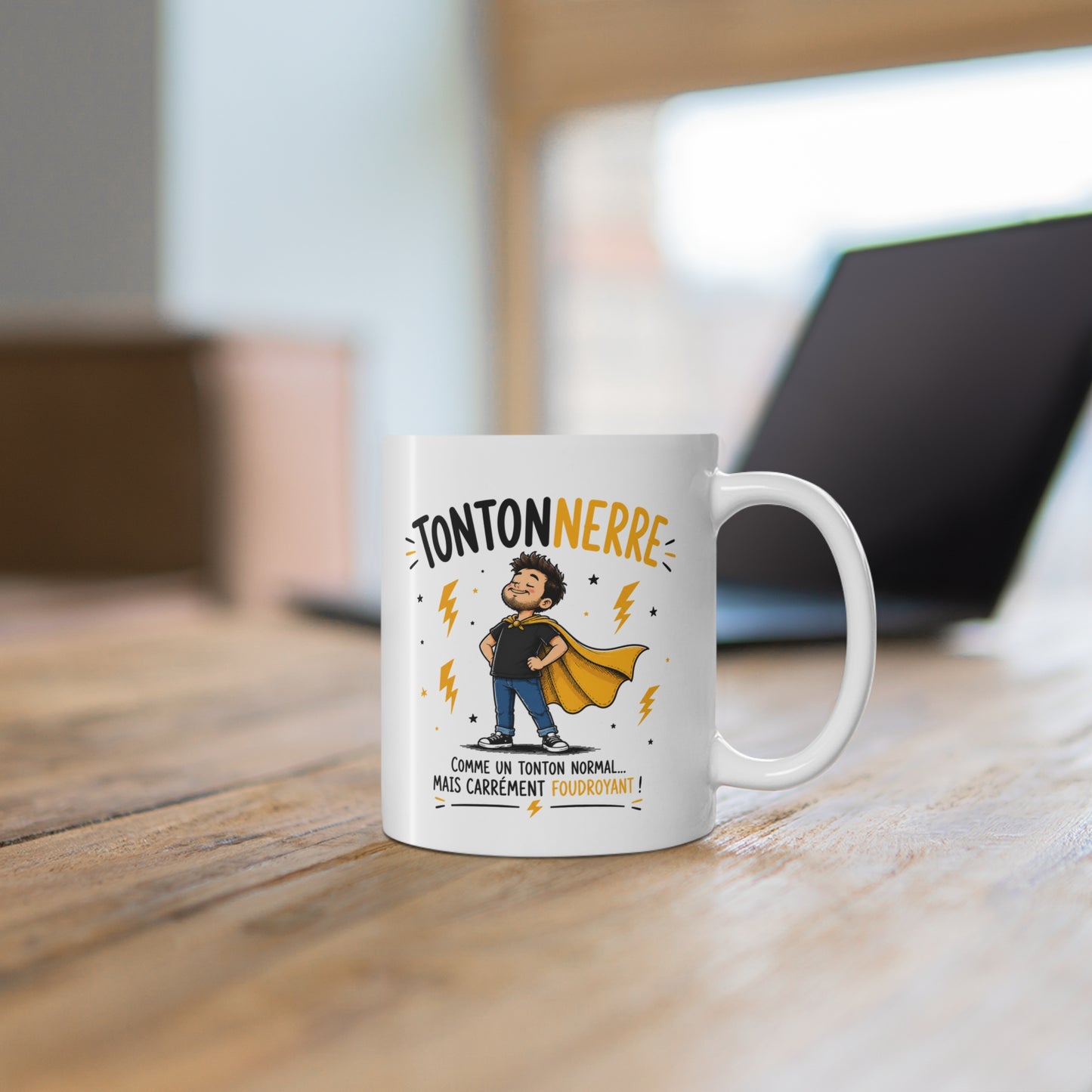 Mug Tontonnerre – Tasse Humoristique pour Tonton – Comme un Tonton Normal Mais Carrément Électrique – Idée Cadeau Originale Anniversaire Noël Famille