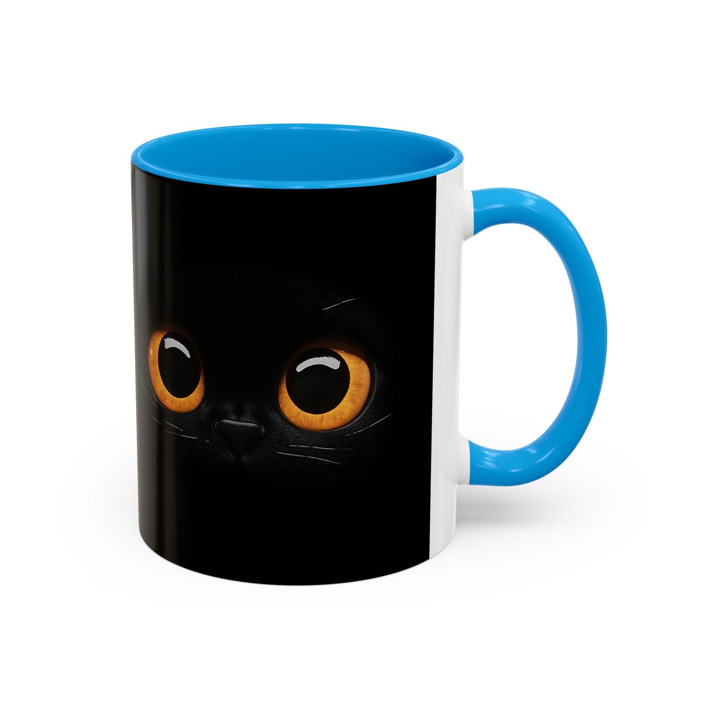 Mug Chat Noir Yeux Jaunes – Tasse Regard Mystérieux Chat – Cadeau Original Amoureux des Chats 325ml