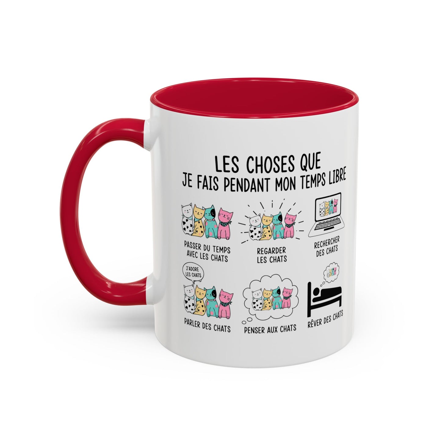 Tasse Humour Chat Homme et Femme – Les Choses Que Je Fais Pendant Mon Temps Libre – Mug Amoureux des Chats – Cadeau Original – Céramique 325 ml