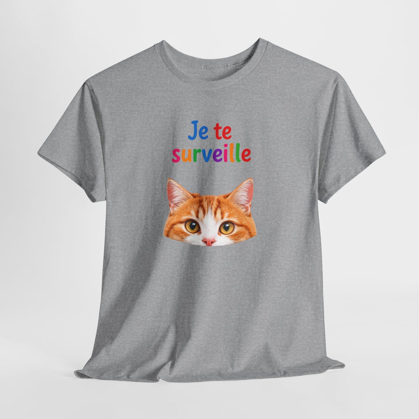 T-Shirt Chat Humoristique Je Te Surveille – Tee Shirt Chat Mignon Couleurs – Cadeau Amoureux des Chats