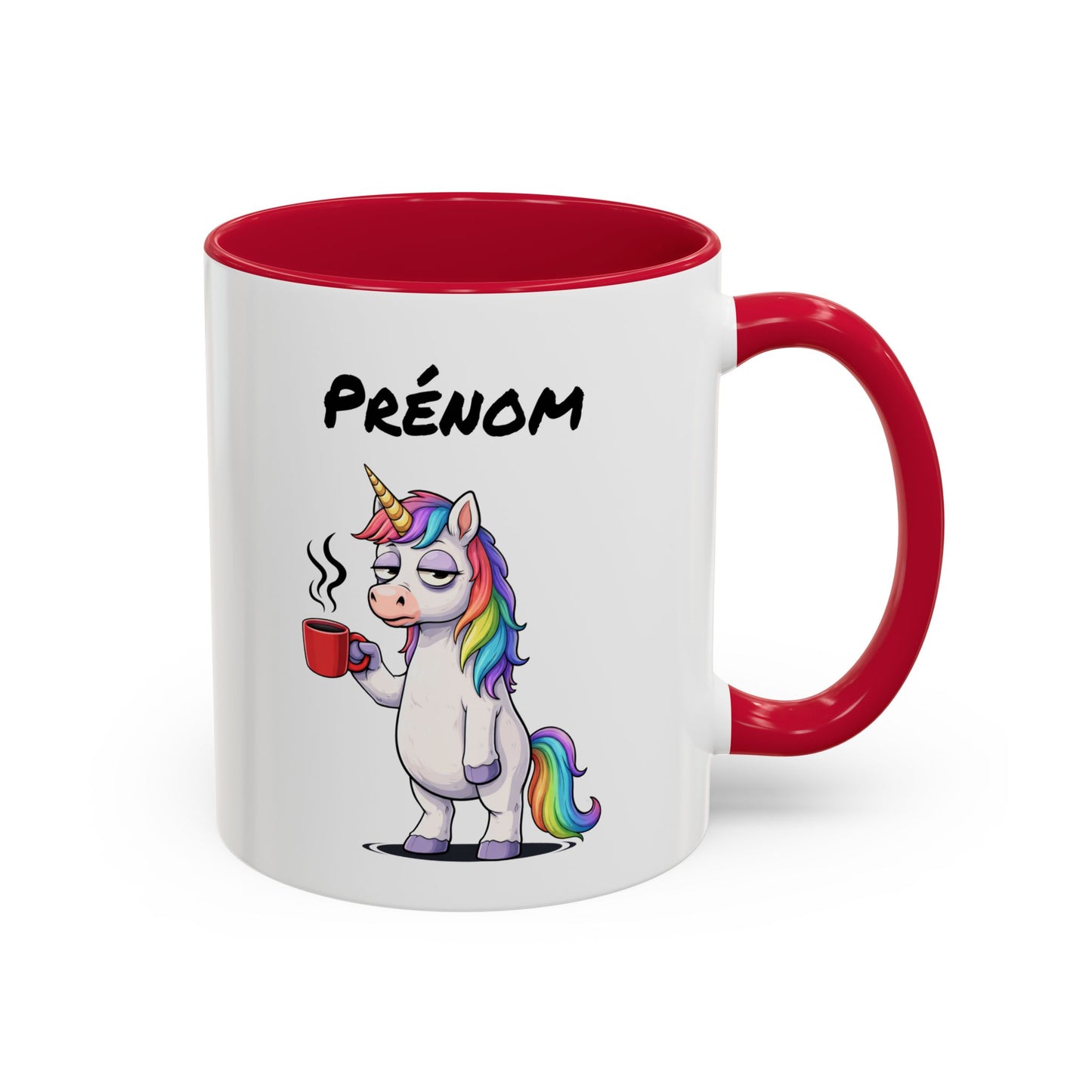 Tasse Licorne Fatiguée avec Café – Mug Fantaisie Arc-en-ciel – Illustration Animal Mignon 325ml