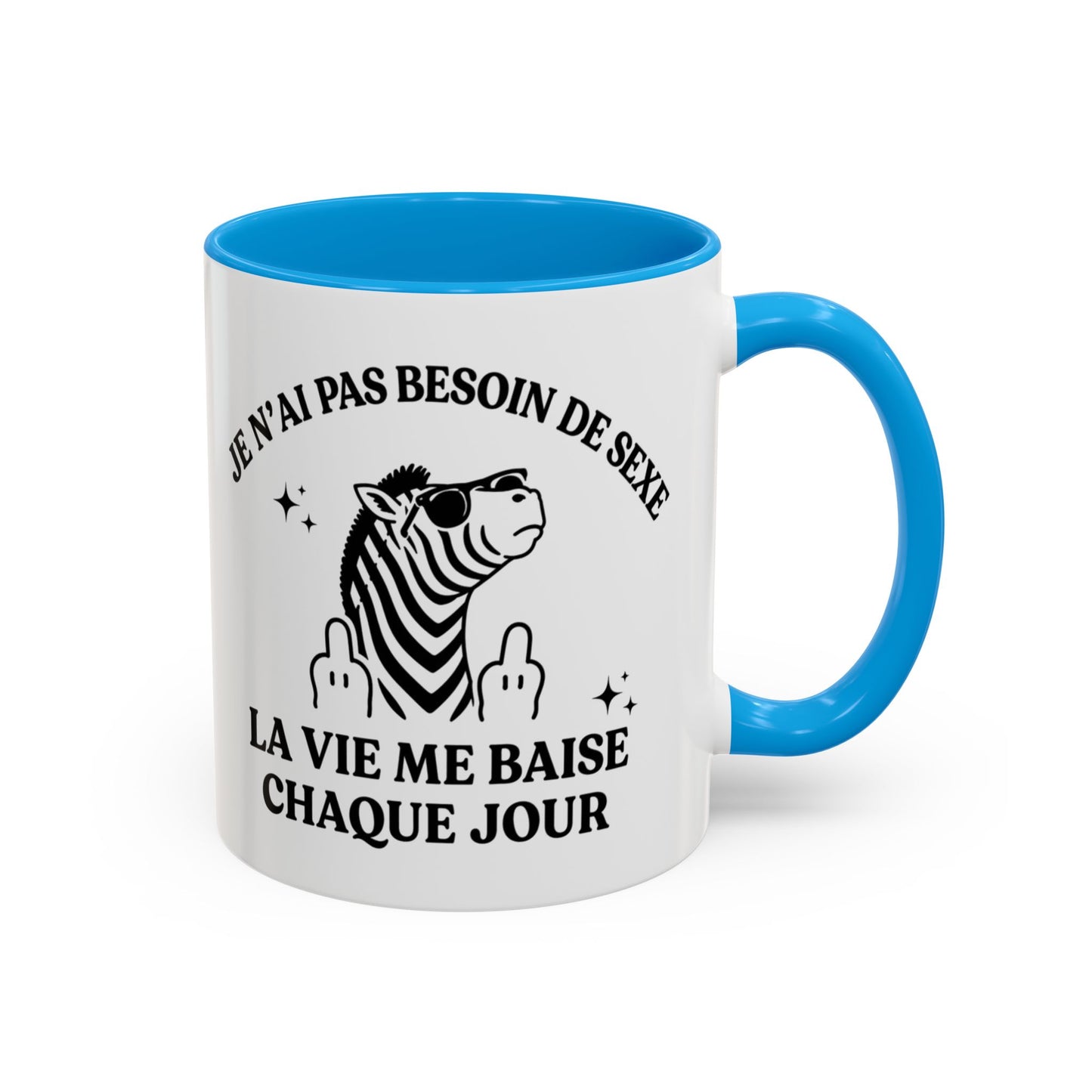 Mug Zèbre Humoristique – Tasse Humour Noir et Sarcasme – Cadeau Original Adulte – Céramique 325ml Noir Bleu Rouge