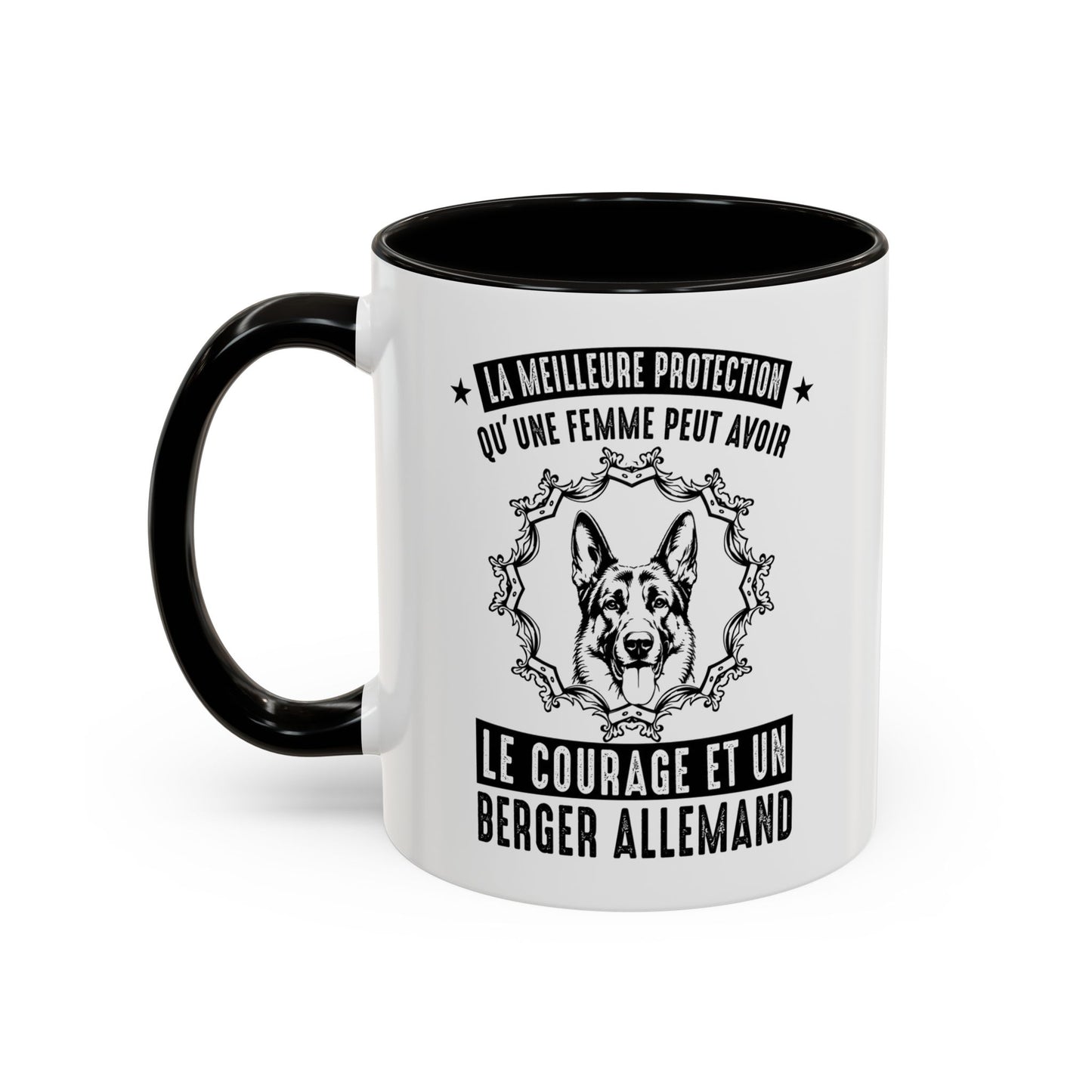 Mug Berger Allemand pour Femme – Tasse Humour Chien – Cadeau Maîtresse et Amoureuse des Bergers Allemands – Idée Cadeau Femme Passionnée de Chiens – 325 ml Noir Bleu Rouge