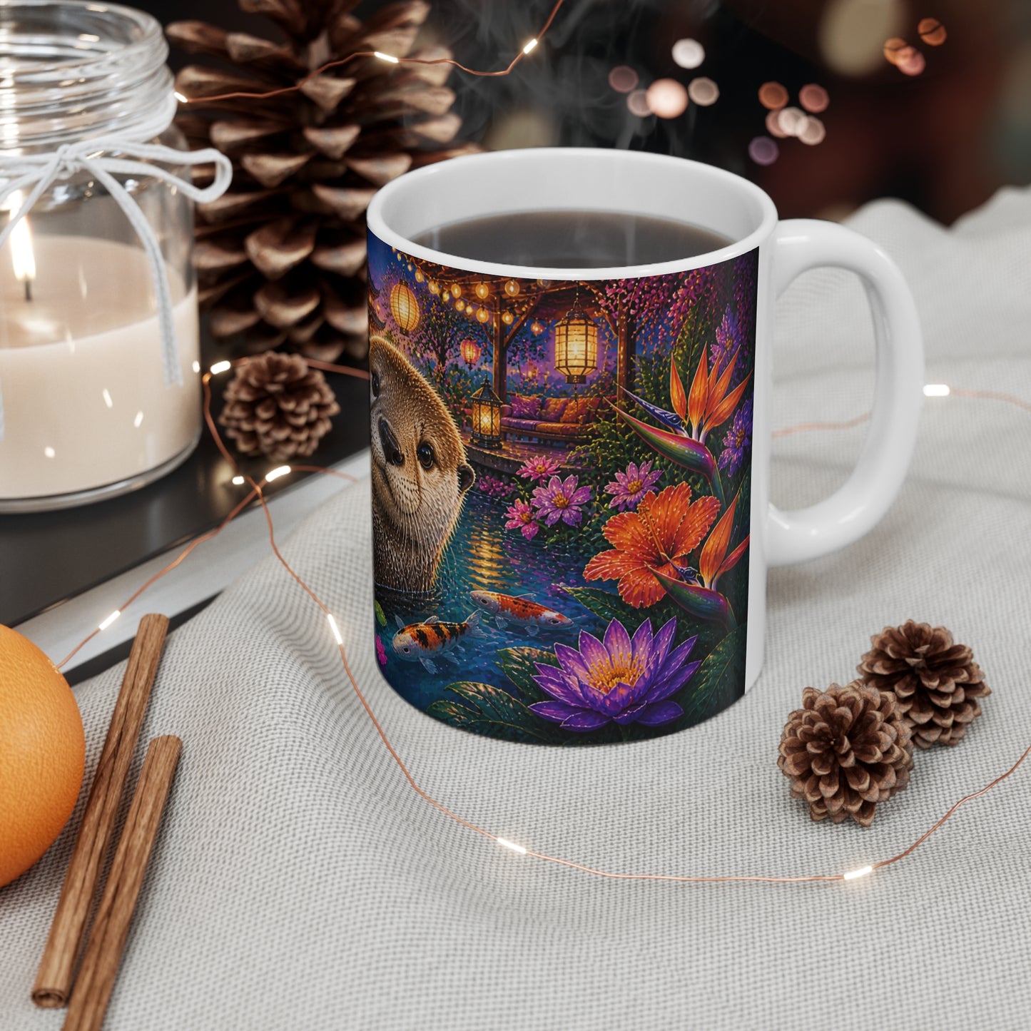 Tasse Loutre Zen – Mug Jardin Japonais Coloré – Cadeau Animaux Homme Femme Enfant 325ml
