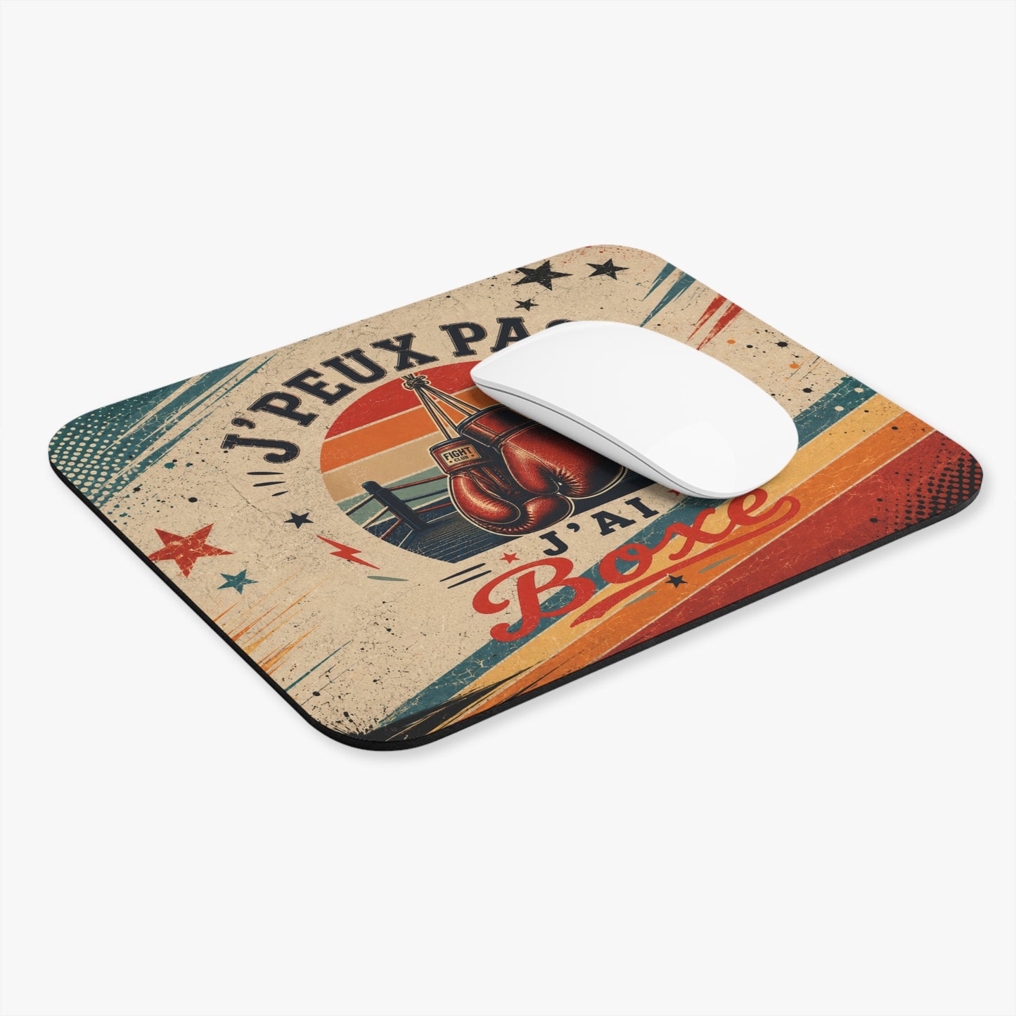 Tapis de Souris J'Peux Pas J'ai Boxe Vintage – Cadeau Boxe Homme et Femme – Accessoire Bureau Gamer Sport de Combat Original