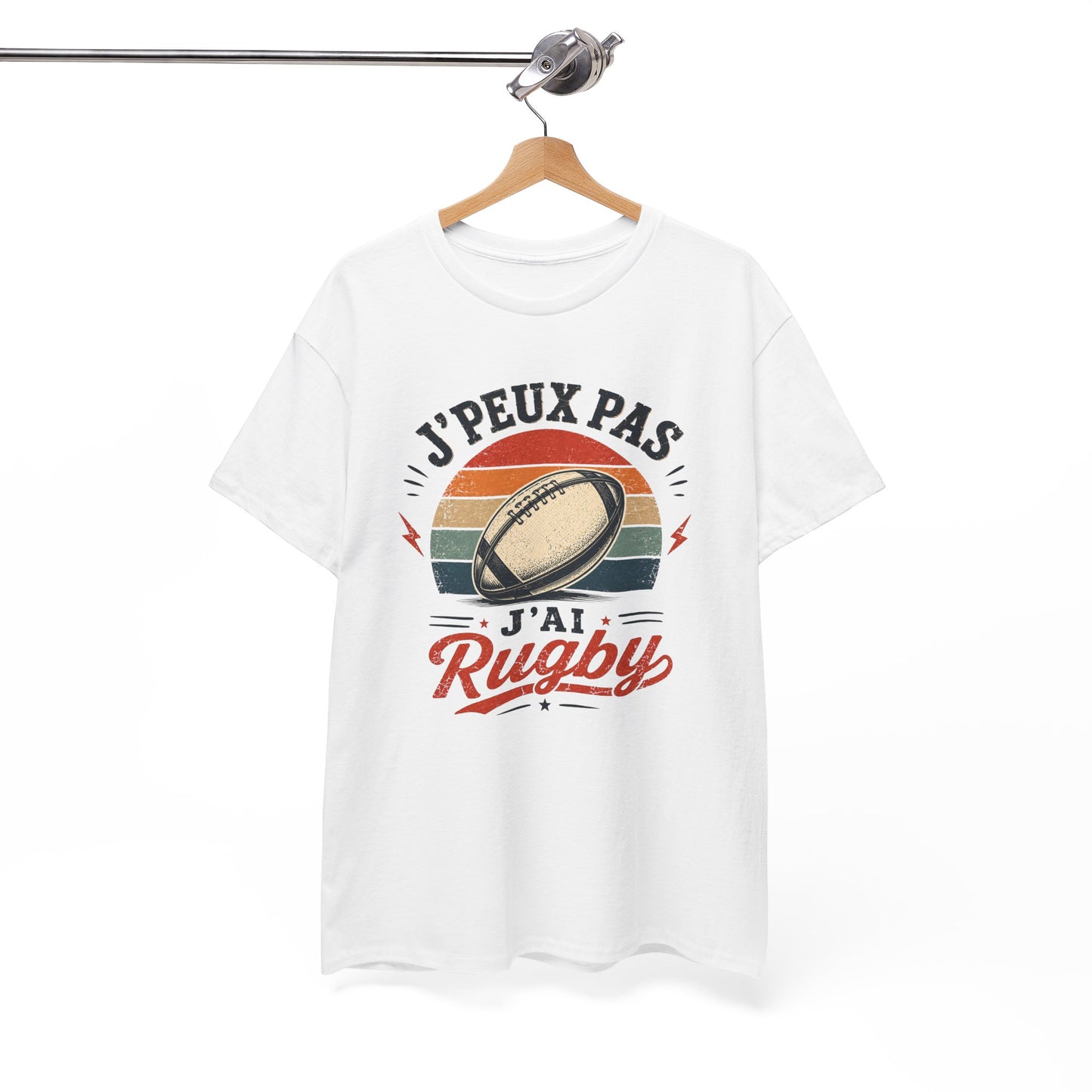T-Shirt Rugby Homme Femme Enfant – J’Peux Pas J’Ai Rugby – Tee Shirt Ballon Rugby Vintage Cadeau Rugbyman Supporter Sport Équipe