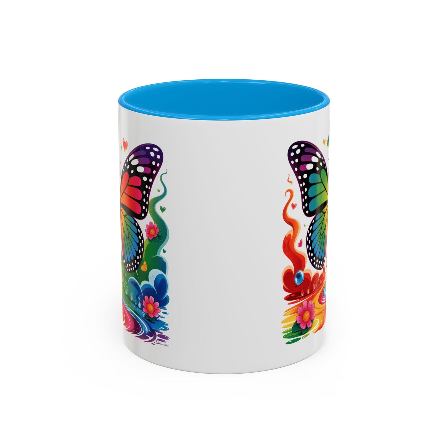 Mug Papillon Multicolore – Tasse Arc-en-Ciel Nature Féérique – Cadeau Artistique et Coloré – Céramique 325ml