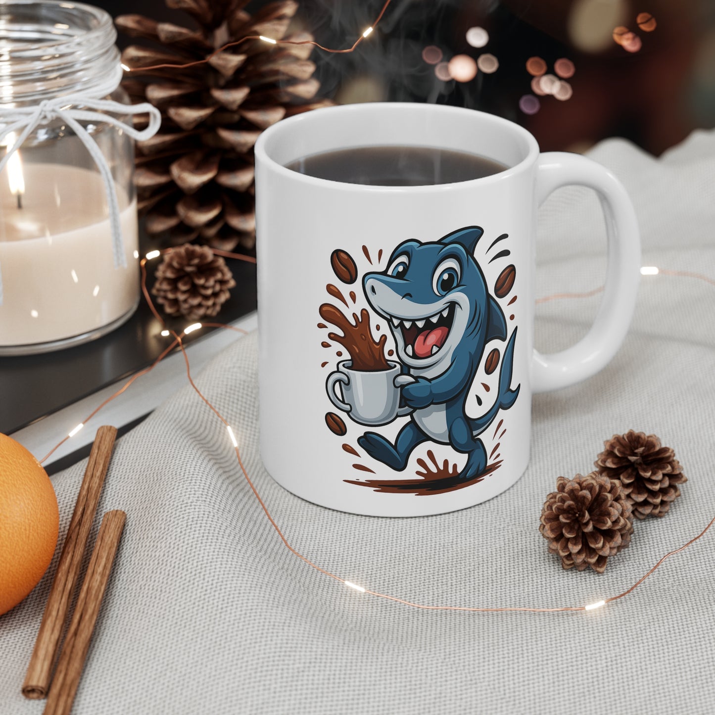 Mug Requin Café – Tasse Céramique 325ml – Design Cartoon Mignon – Cadeau Original Amateur de Café