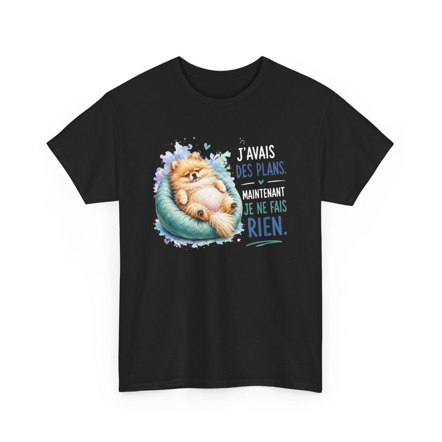 Tee-Shirt Humour Homme et Femme – Spitz Nain Chien Drôle Fatigué Paresse – Idée Cadeau Original Anniversaire