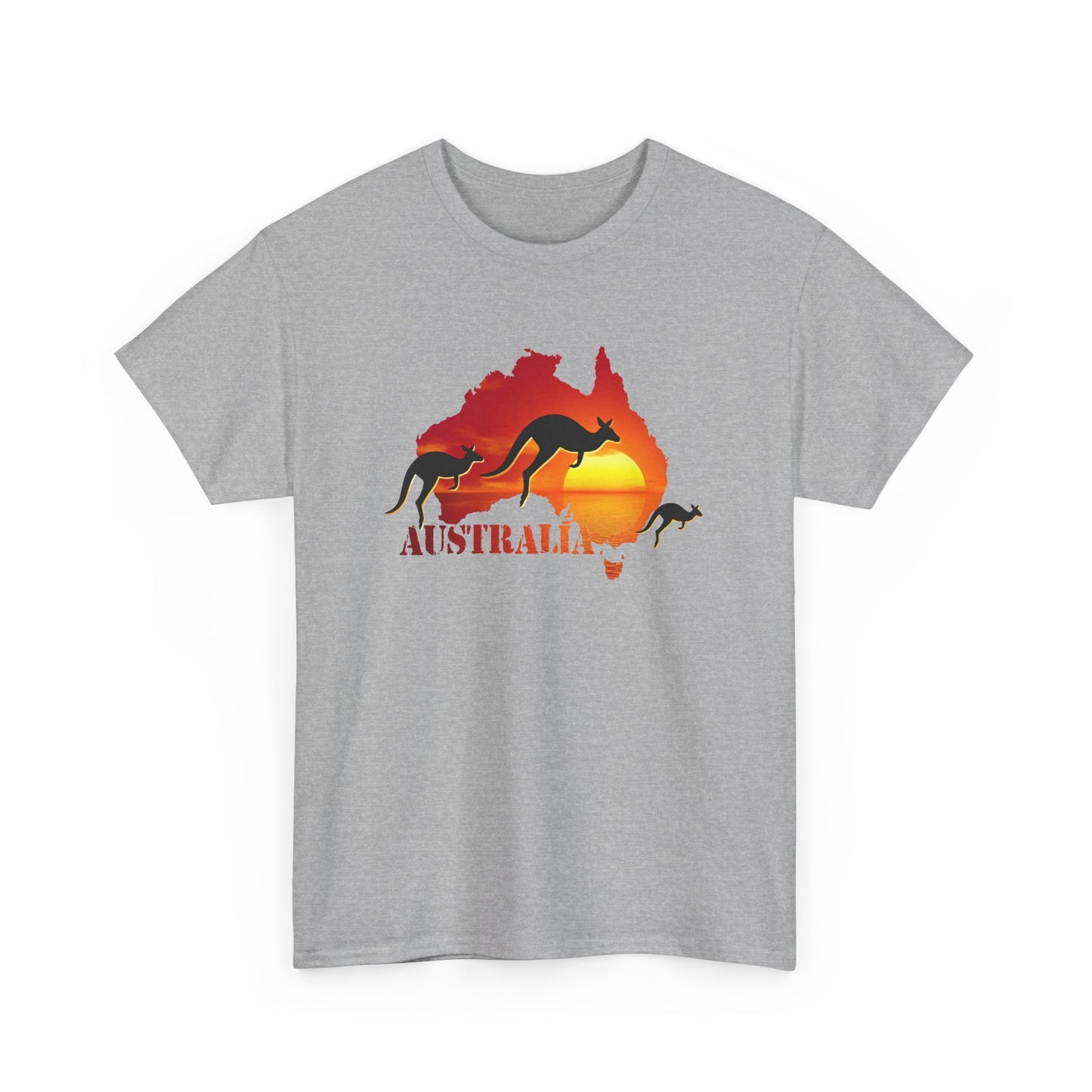 Tee Shirt Homme et Femme Australie Kangourou Coucher de Soleil Voyage Nature Paysage Australien Animal Sauvage Cadeau