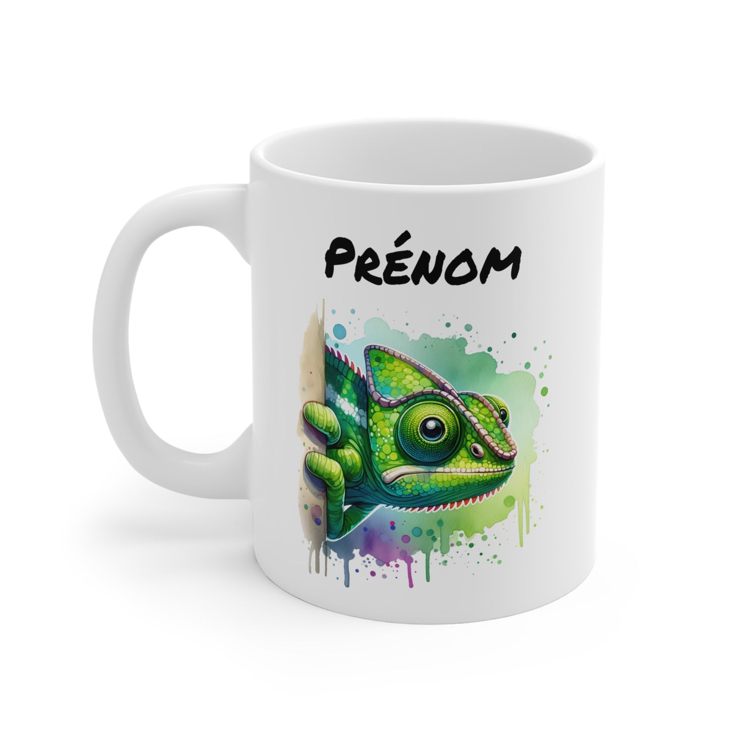 Tasse Caméléon Coloré Personnalisable – Mug Kawaii avec Prénom – Cadeau Original 325ml