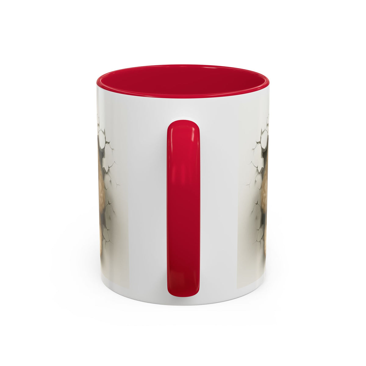 Mug Caniche Beige Effet Mur Cassé – Tasse Chien 3D Trompe-l’œil – Cadeau Original Amoureux des Caniches noir bleu rouge