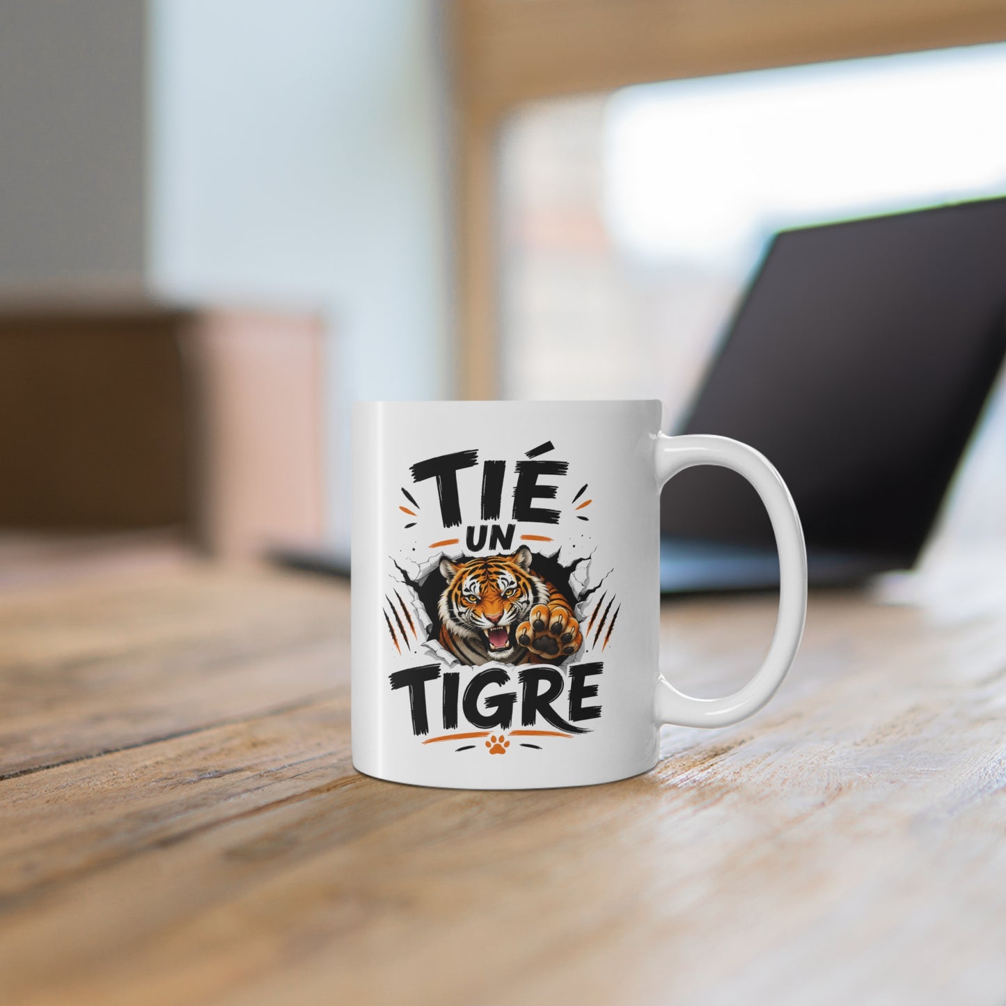 Tasse Tié Un Tigre – Mug Humour Tigre Sauvage – Cadeau Homme Femme Passion Animaux 325ml