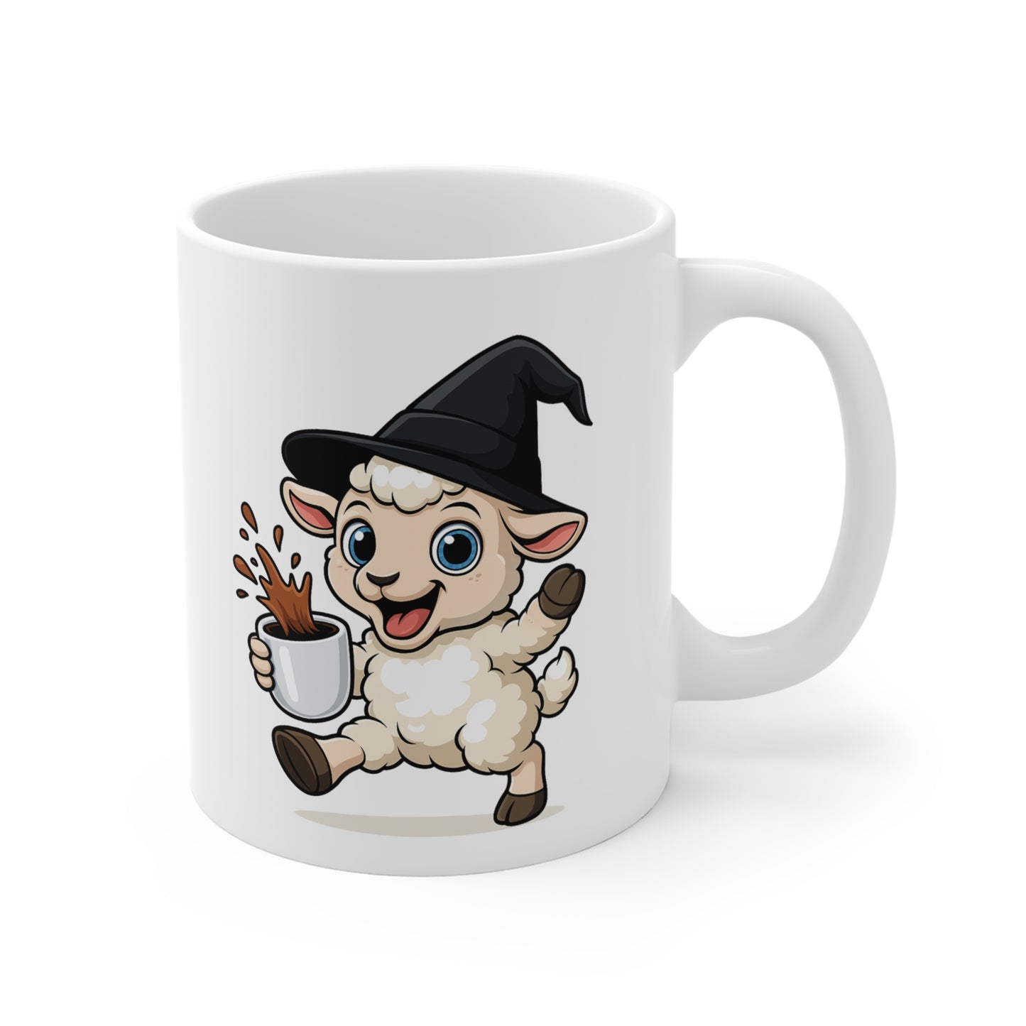 Mug Mouton Sorcier Café – Tasse Céramique 325ml – Illustration Animalière Drôle Halloween