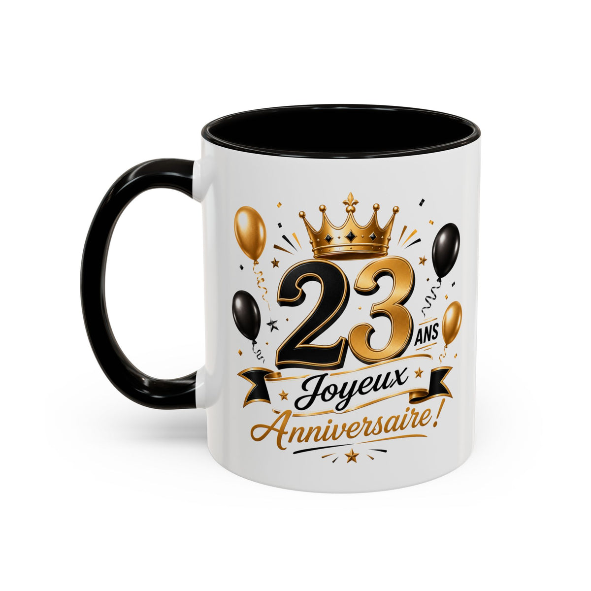 Mug Joyeux 23 Ans – Tasse Anniversaire 23 Ans – Cadeau Original pour Femme Homme – Idée Cadeau 23e Anniversaire Noir Bleu Rouge