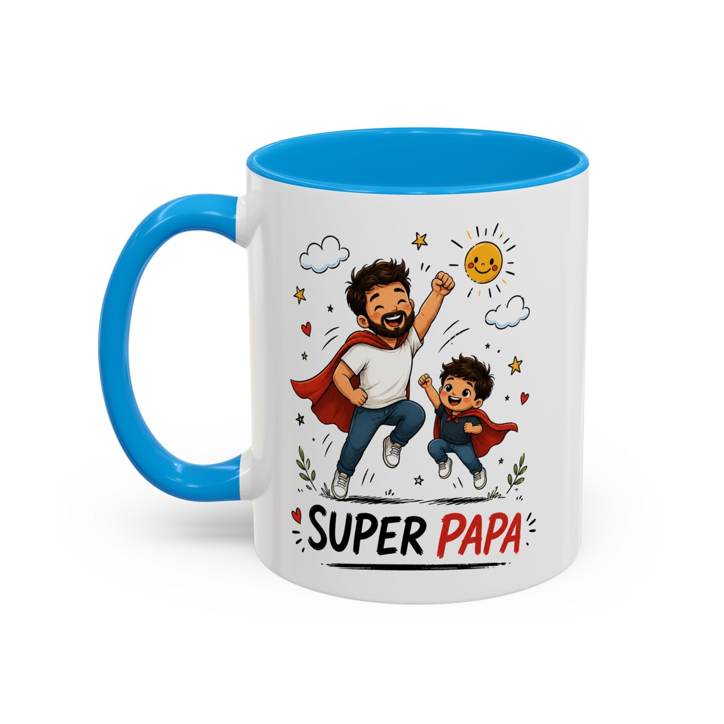 Tasse Super Papa Héros – Mug Père Fils Super Héros – Cadeau Papa Fête Des Pères Anniversaire 325ml