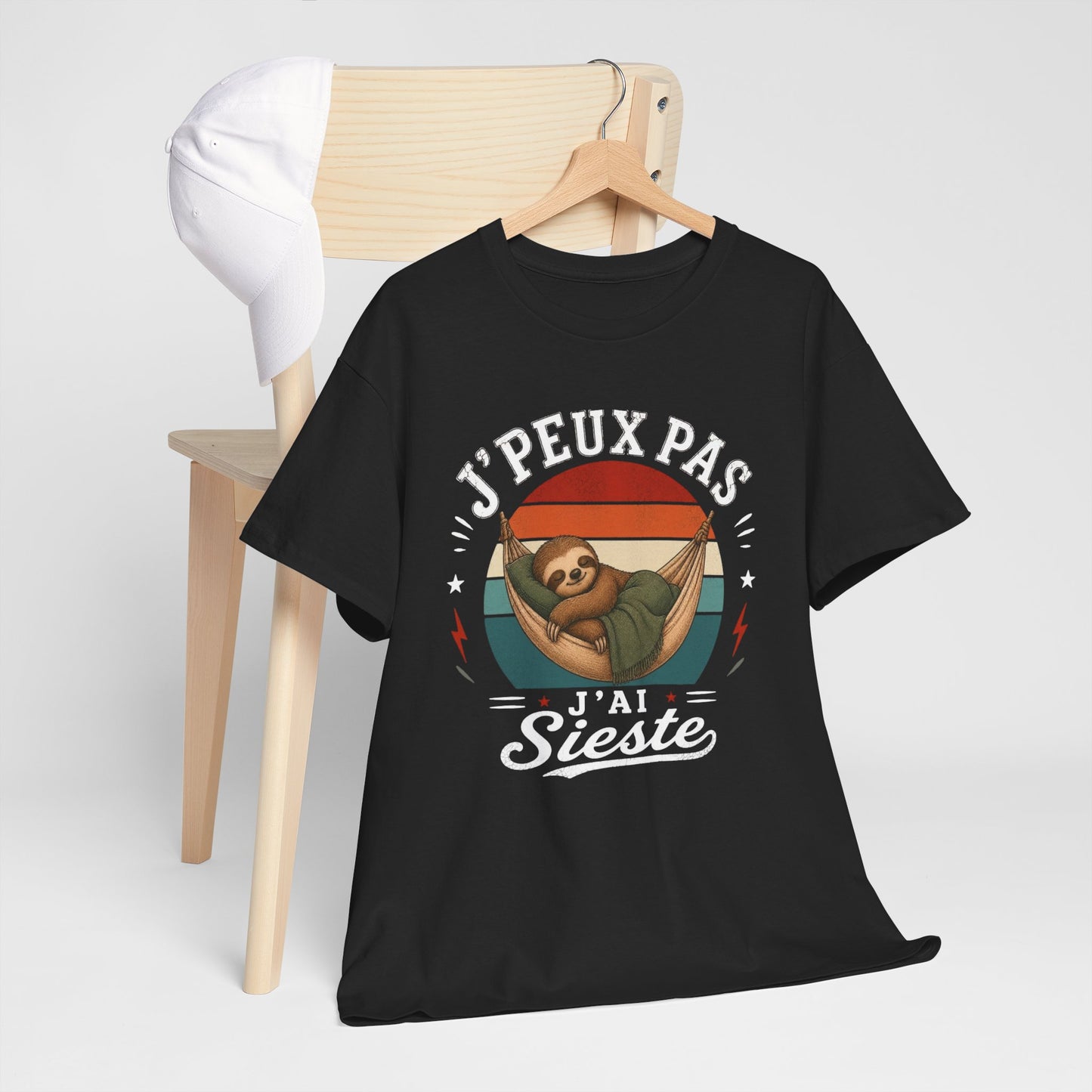 T-Shirt J’Peux Pas J’Ai Sieste – Tee Shirt Humour Paresseux Vintage – Cadeau Repos Homme Femme