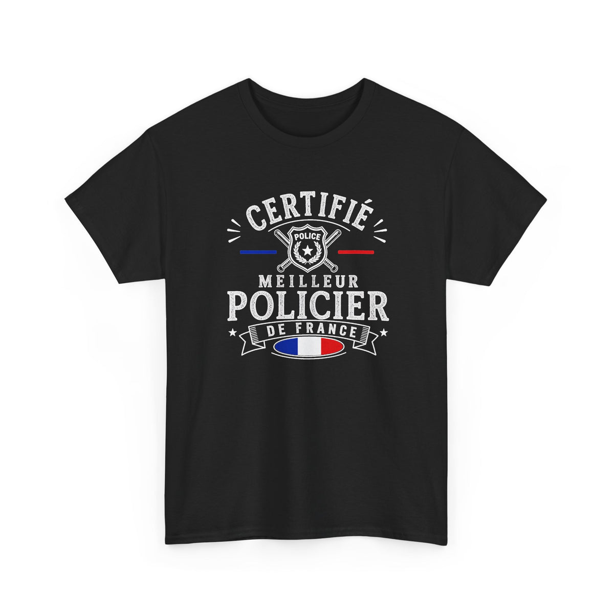 Tee Shirt Policier Homme – Certifié Meilleur Policier de France – T-Shirt Métier Police Cadeau Original Homme