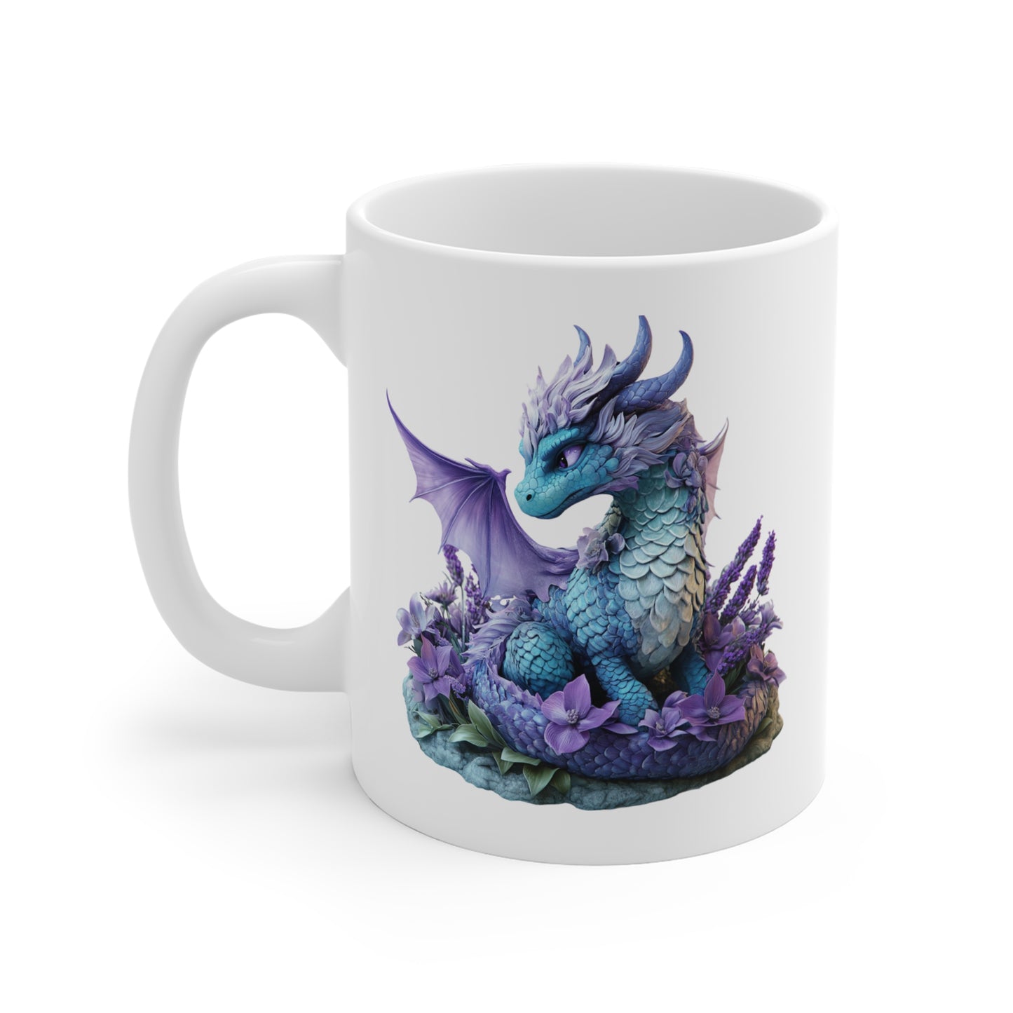 Mug Dragon Bleu et Lavande – Tasse Fantasy Magique Féérique – Cadeau Bohème Céramique 325ml
