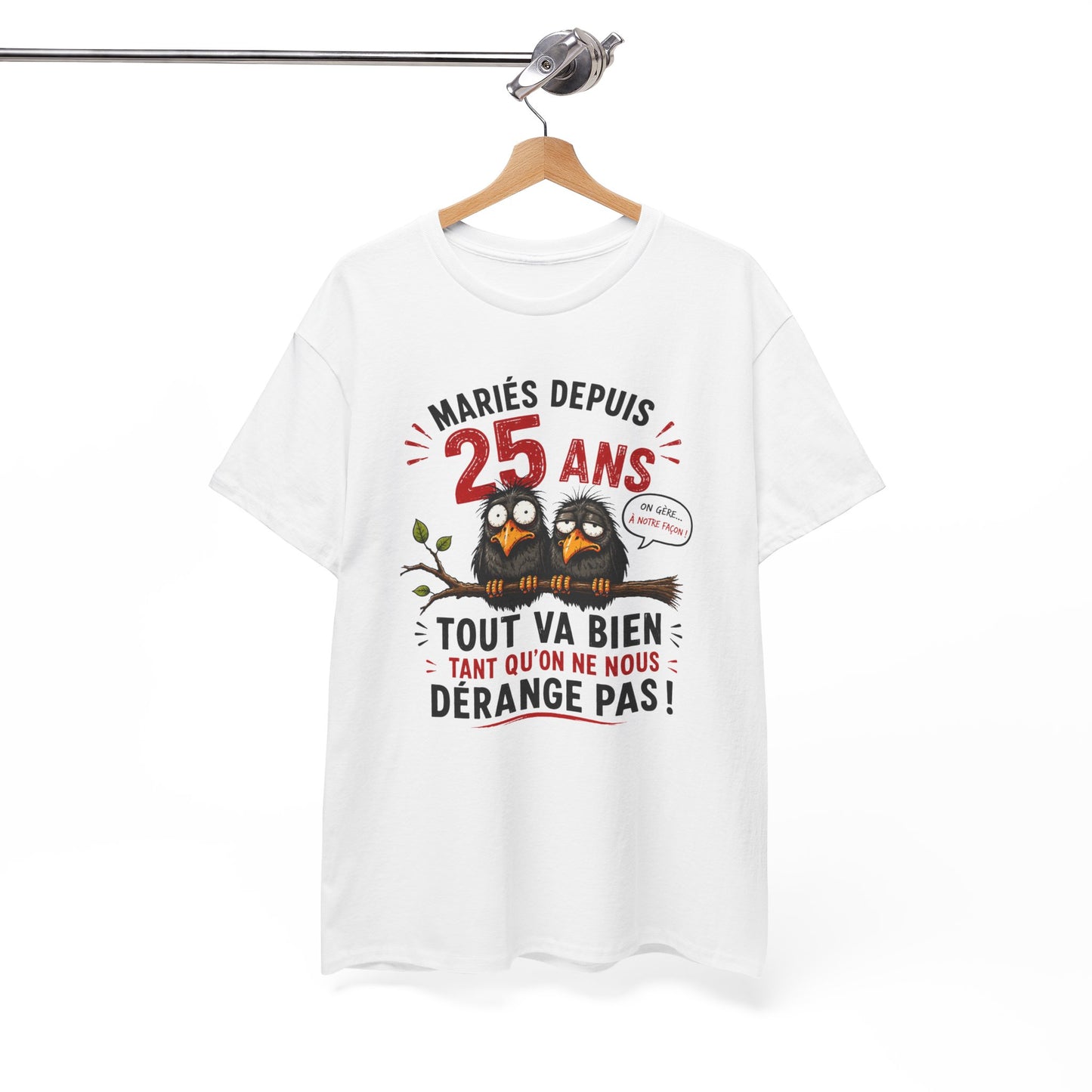 Tee-Shirt Homme Femme Mariés Depuis 25 Ans – Cadeau Anniversaire de Mariage Noces d’Argent – Humour Couple Original