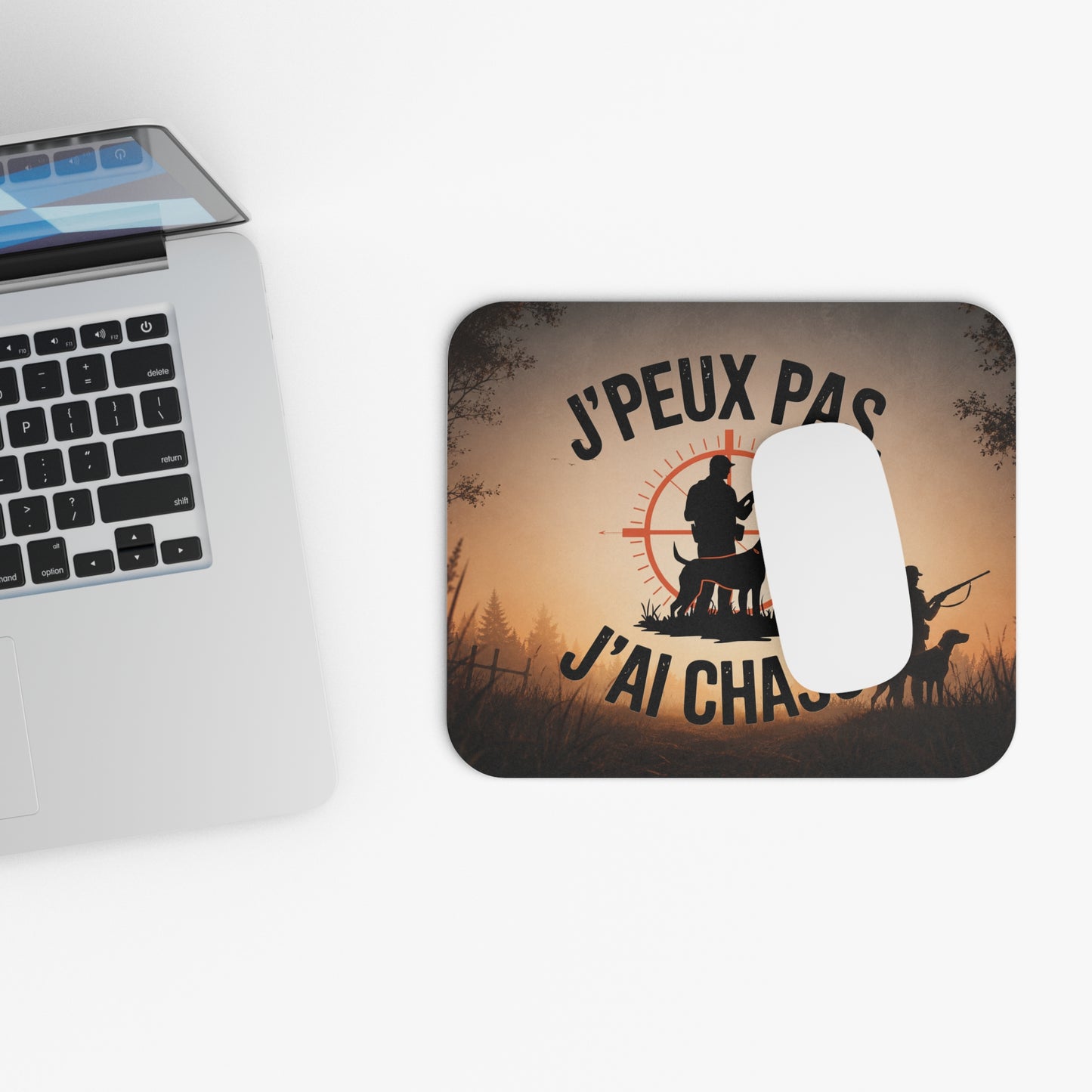 Tapis de Souris 22x18cm J'Peux Pas J'Ai Chasse – Cadeau Humour Chasseur Homme Femme – Design Chien de Chasse Vintage Bureau