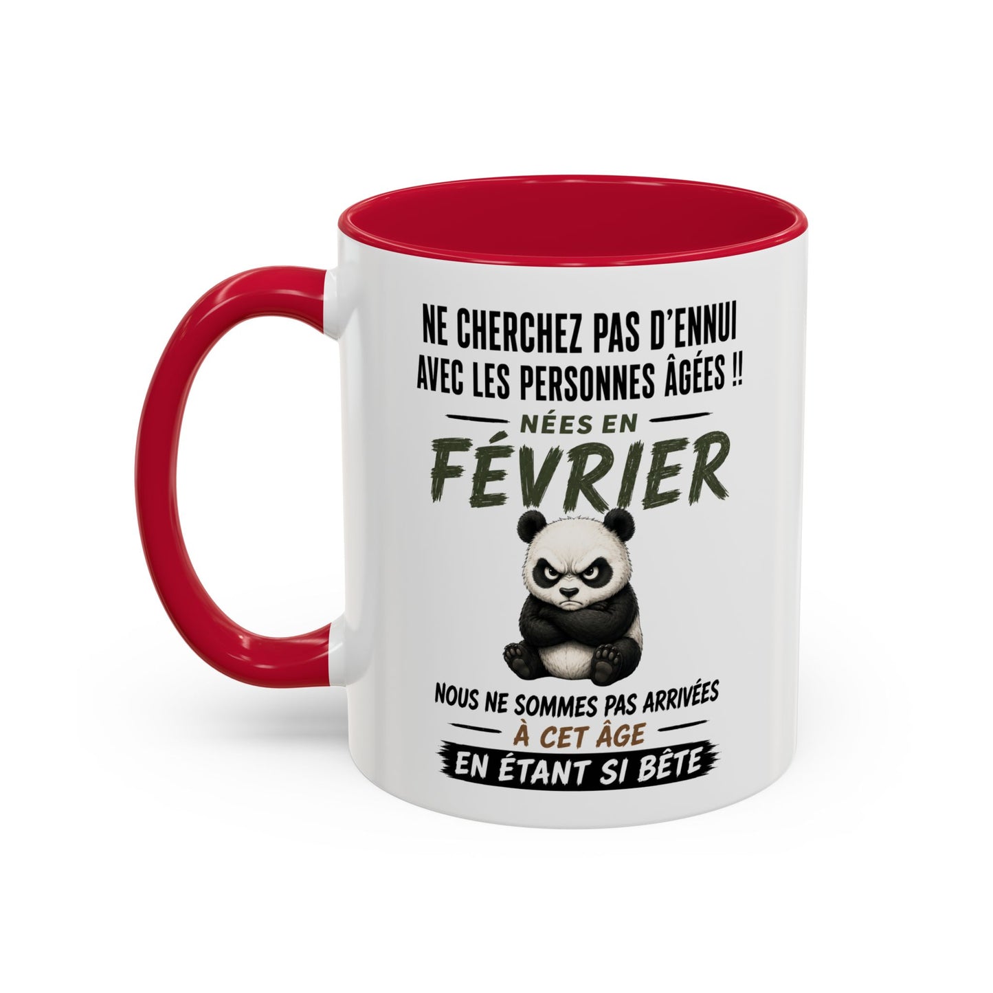 Tasse Humour Personnes Nées en Février – Mug Panda Drôle Senior Retraité – Cadeau Anniversaire Homme Femme 325ml