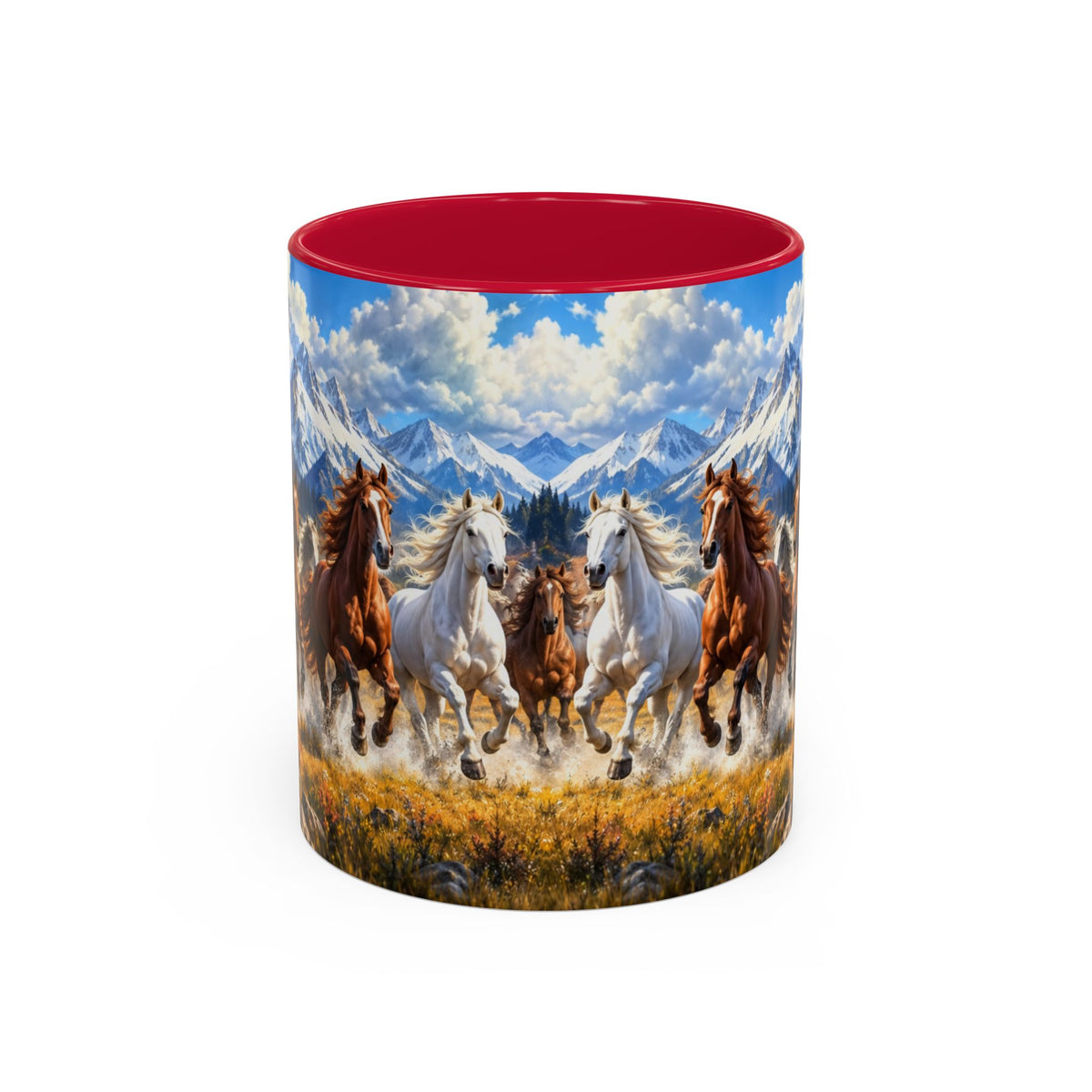 Mug Chevaux au Galop dans les Montagnes – Tasse Paysage Nature avec Troupeau de Chevaux – Cadeau Original Amoureux des Chevaux