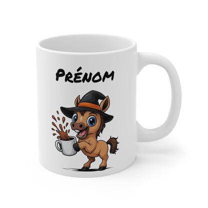Tasse Personnalisable Cheval Sorcière – Mug Halloween Prénom 325ml – Cadeau Fantaisie Original