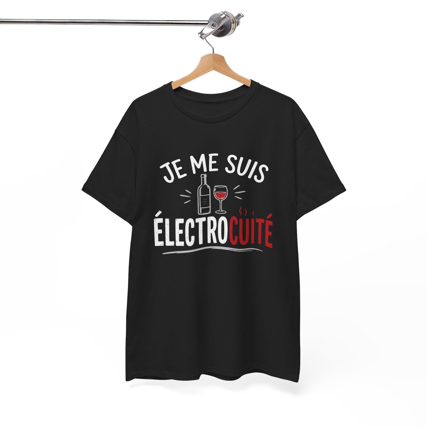 T-Shirt Je Me Suis Électrocuté – Tee Shirt Humour Vin Drôle Apéro – Cadeau Original Amateur de Vin Homme Femme