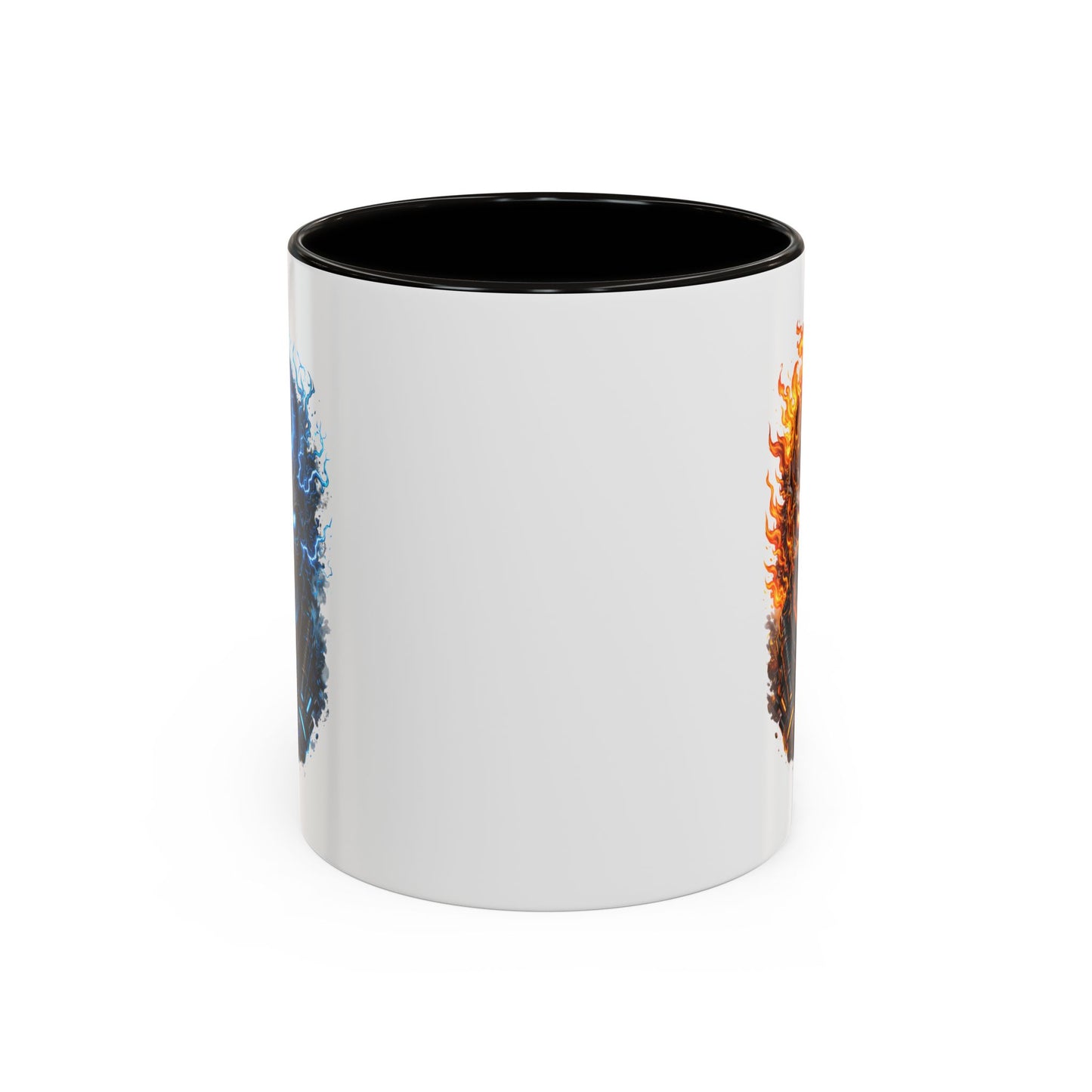 Tasse Crâne Feu et Glace – Mug Skull Dark Électrique Flamme – Cadeau Gamer Gothique Rock – Céramique 325ml