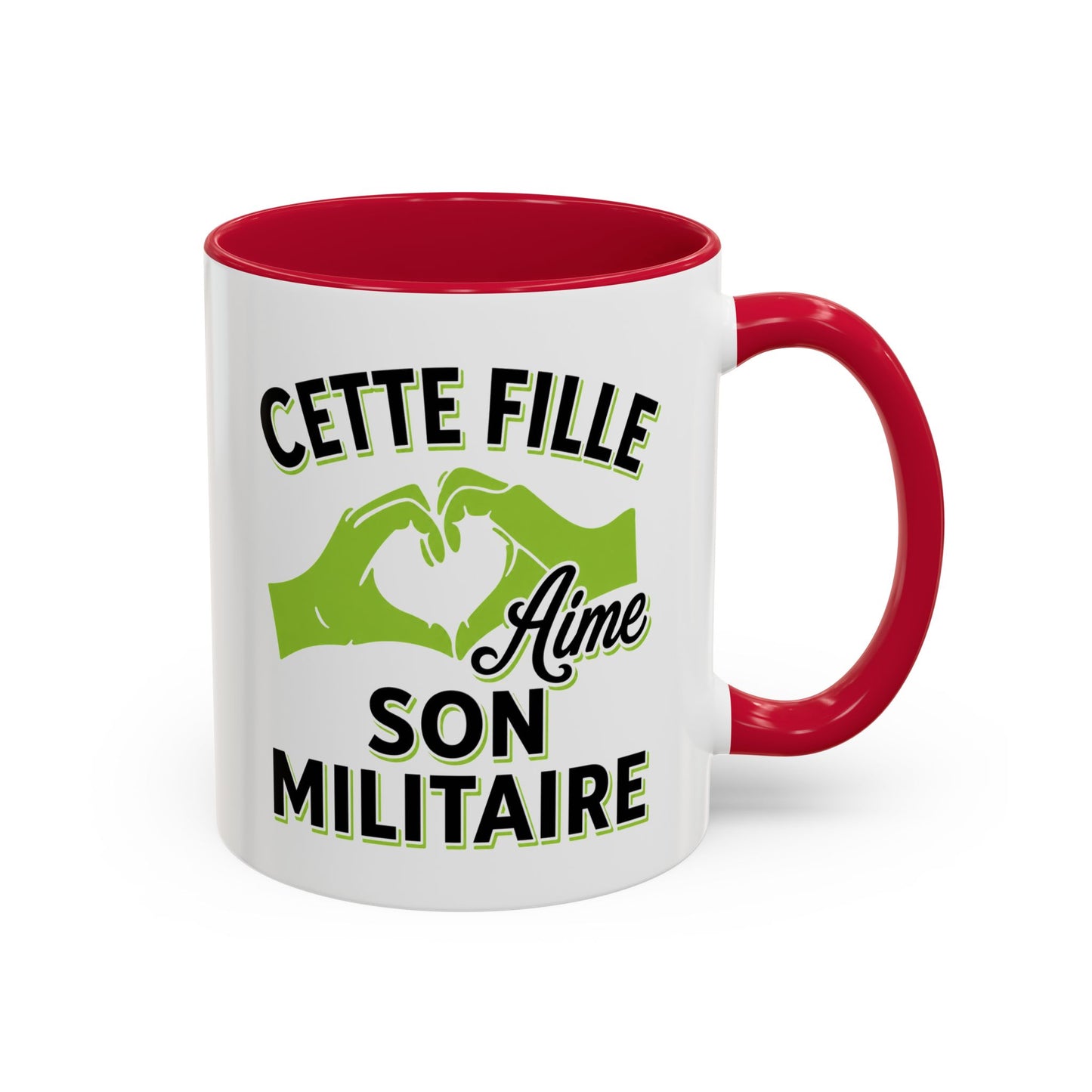 Mug Femme de Militaire – Tasse Amour Couple Armée – Cadeau pour Femme Compagne Amoureuse d’un Militaire Noir Bleu Rouge
