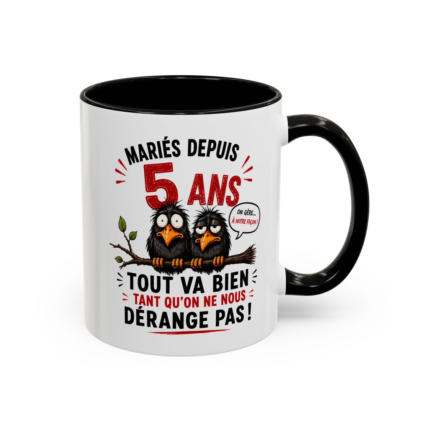 Tasse Mariés Depuis 5 Ans – Mug Humour Anniversaire de Mariage Homme Femme – Cadeau Couple 5 Ans de Mariage 325 ml