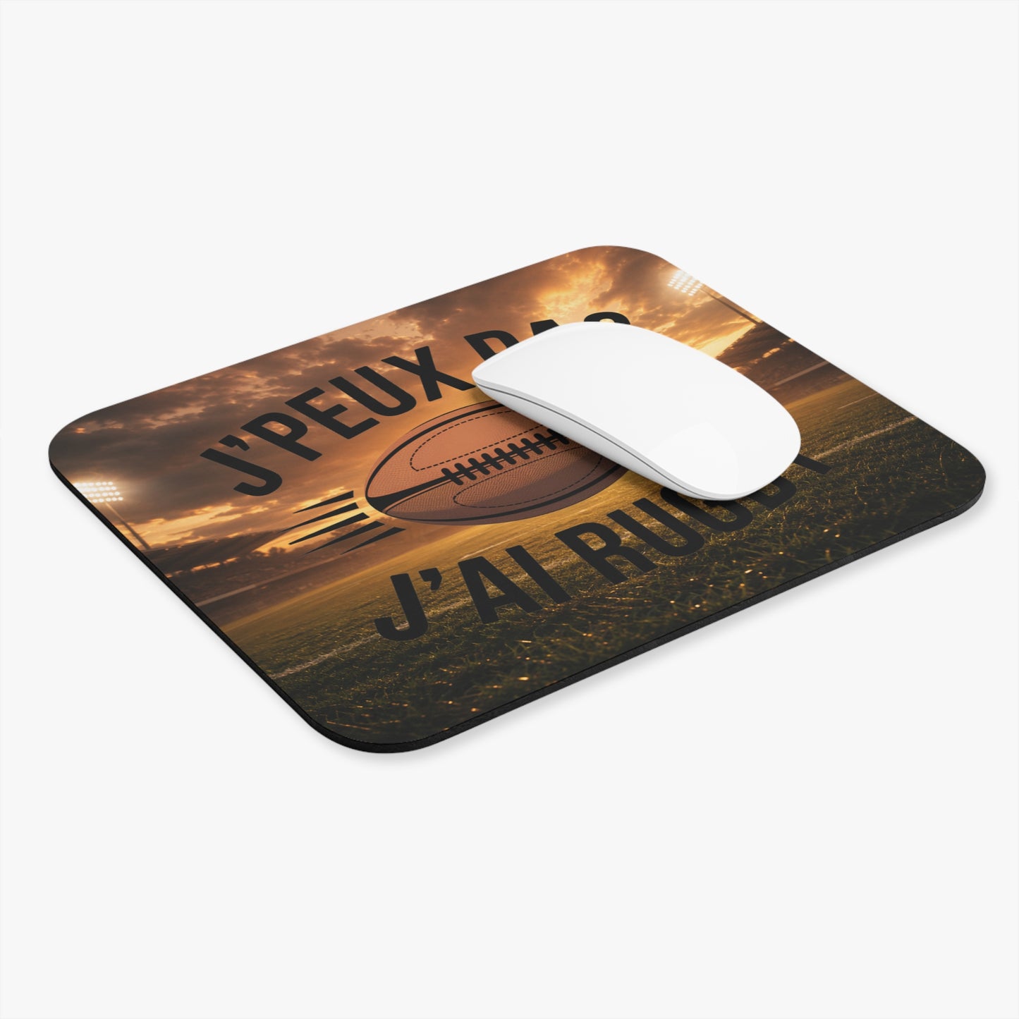 Tapis de Souris 22x18cm J'Peux Pas J'Ai Rugby – Cadeau Humour Rugbyman Homme Femme – Ballon Rugby Vintage Bureau