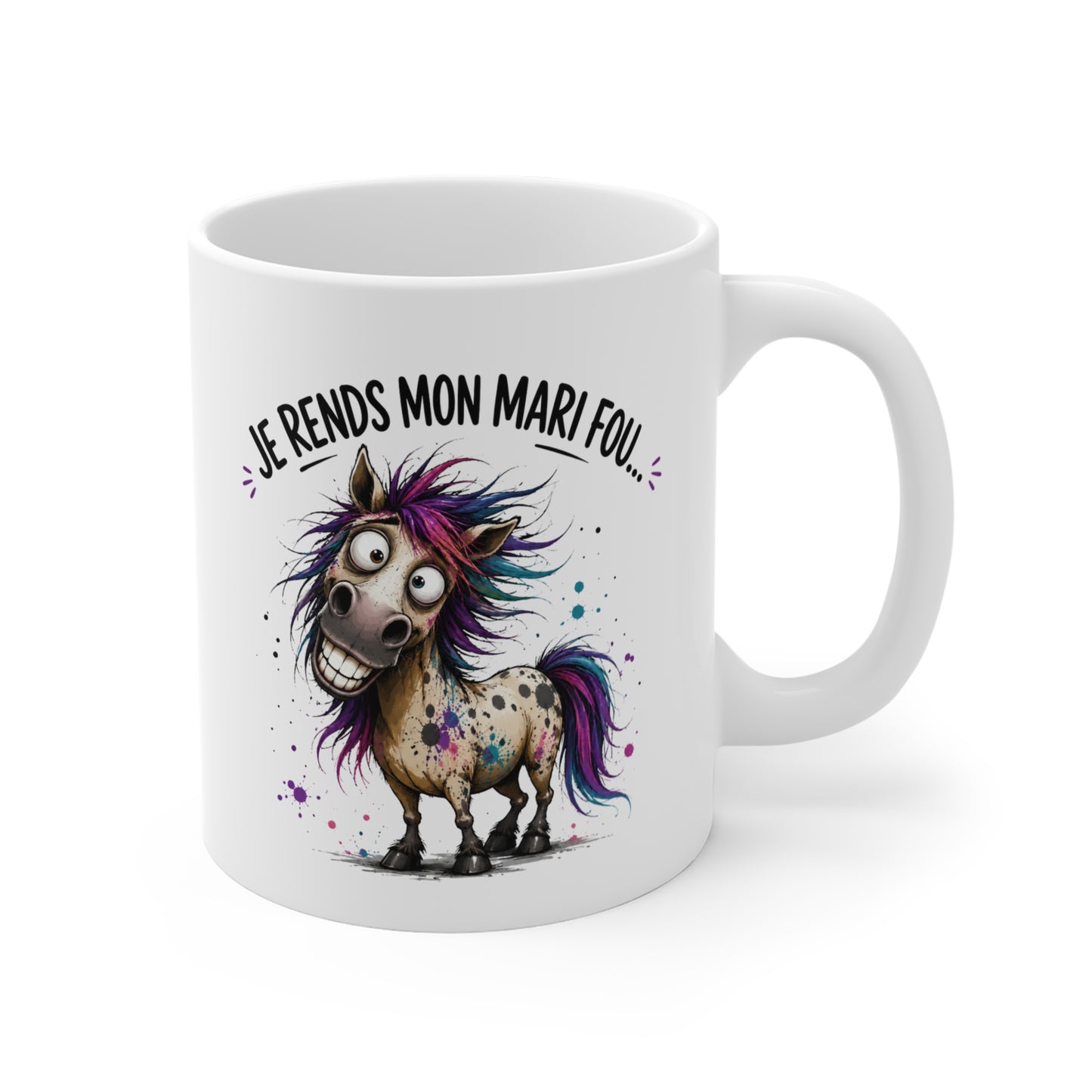 Tasse Je Rends Mon Mari Fou – Mug Humour Femme avec Cheval Rigolo – Cadeau Drôle Couple 325ml