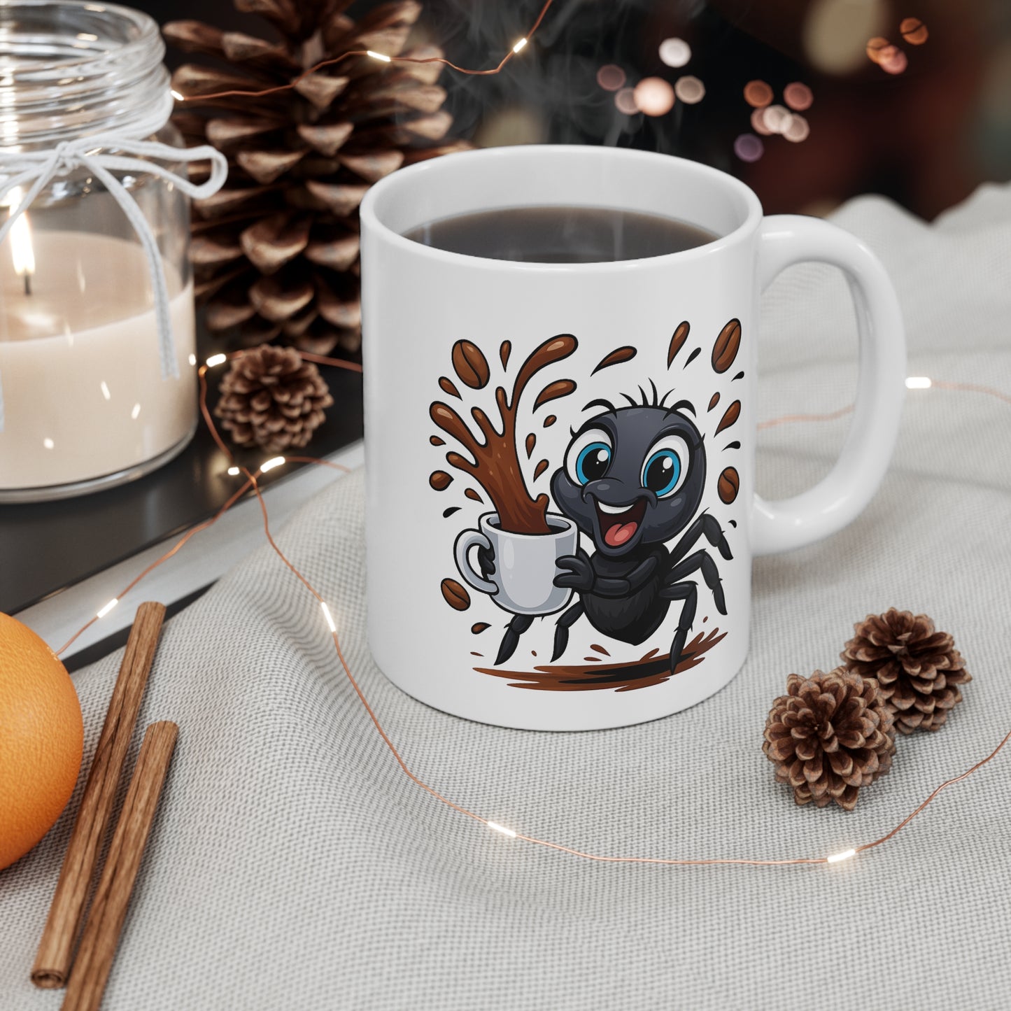 Mug Araignée Café – Tasse Céramique 325ml – Design Drôle et Mignon – Cadeau Original Amateur de Café