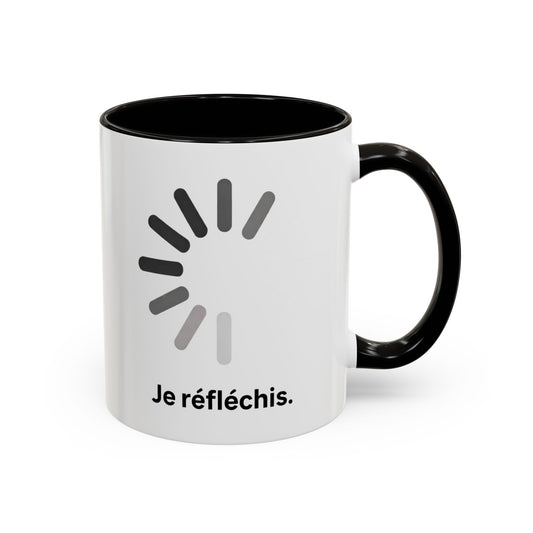 Tasse Humoristique Je Réfléchis – Mug Minimaliste Icône Chargement – Cadeau Fun Bureau Collègue Geek – Céramique 325ml