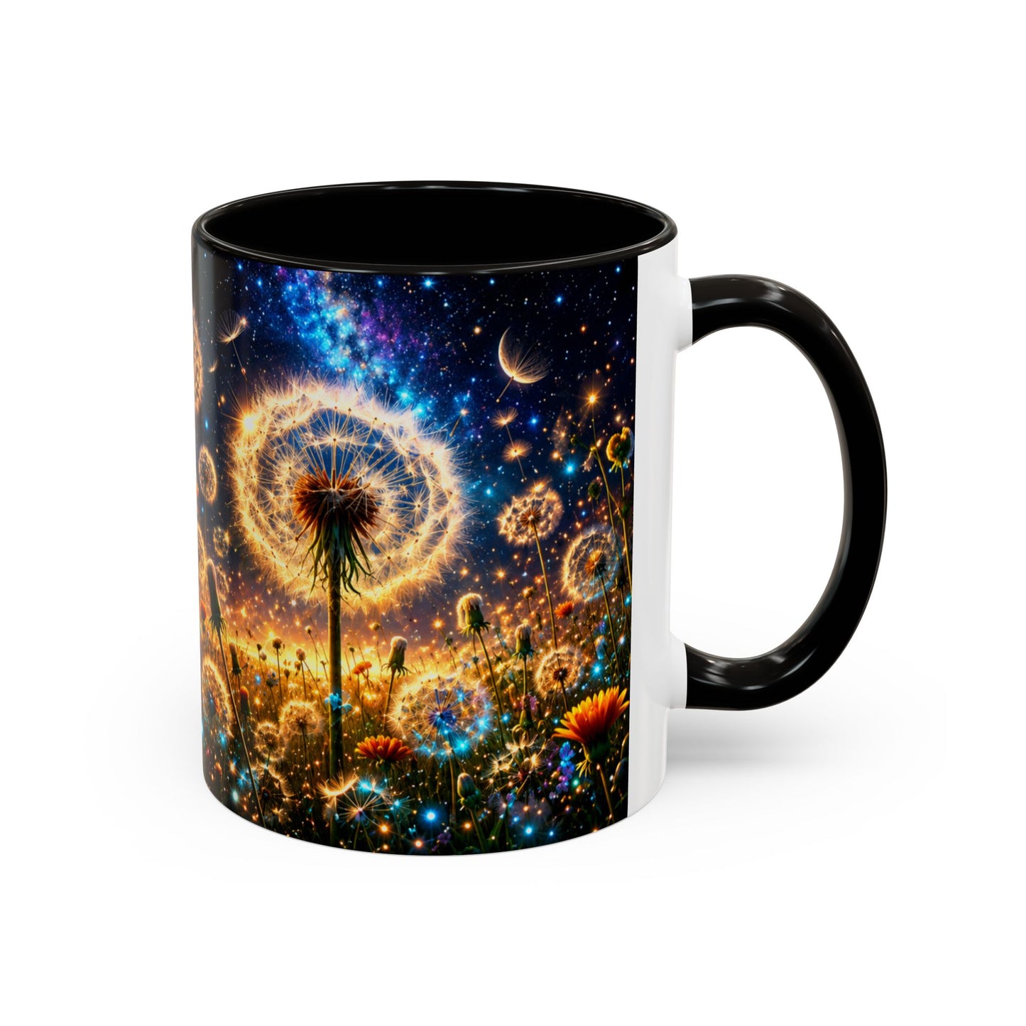 Tasse Pissenlit Féérique – Mug Fleur Cosmique et Étoiles – Cadeau Nature Bohème 325ml