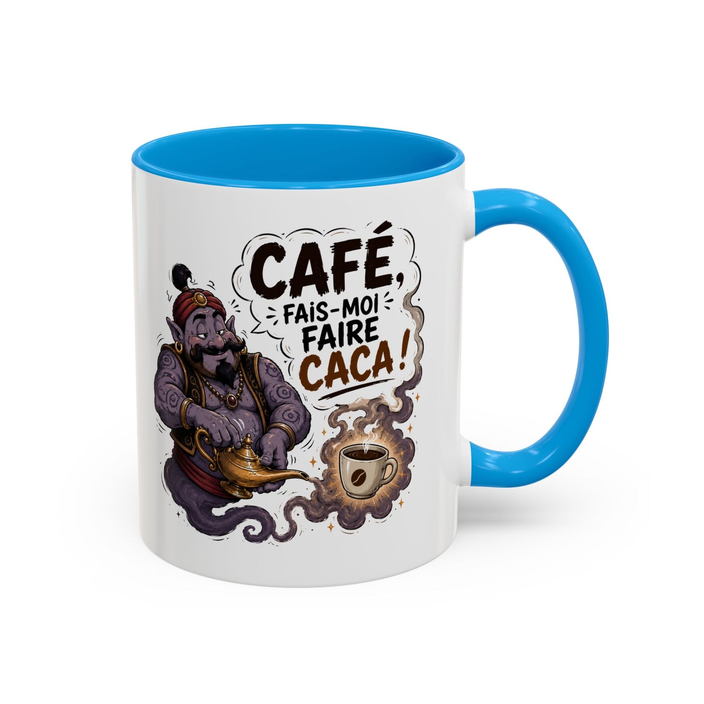 Mug Café Humour – Café Fais-Moi Faire Caca – Tasse Drôle avec Génie – Cadeau Original Homme et Femme Amateur de Café