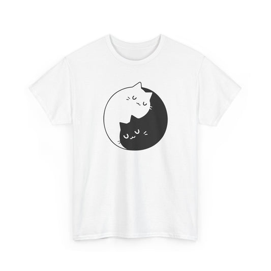 Tee Shirt Chat Homme Femme – Chats Yin Yang Minimaliste – Idée Cadeau Amoureux des Chats Passion Félin