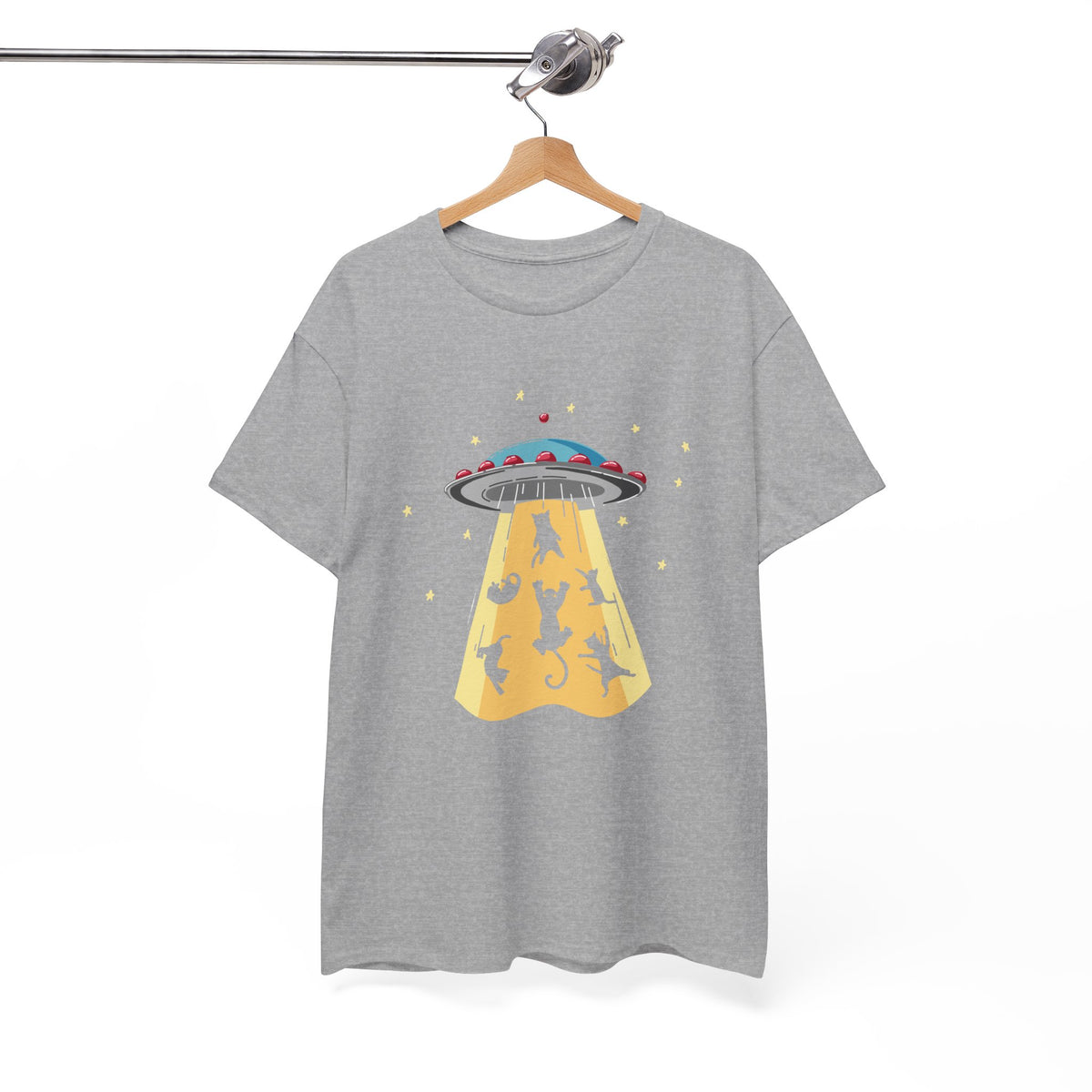 Tee Shirt Chat Homme Femme – OVNI Extraterrestre Espace – Idée Cadeau Amoureux des Chats Humour Science-Fiction