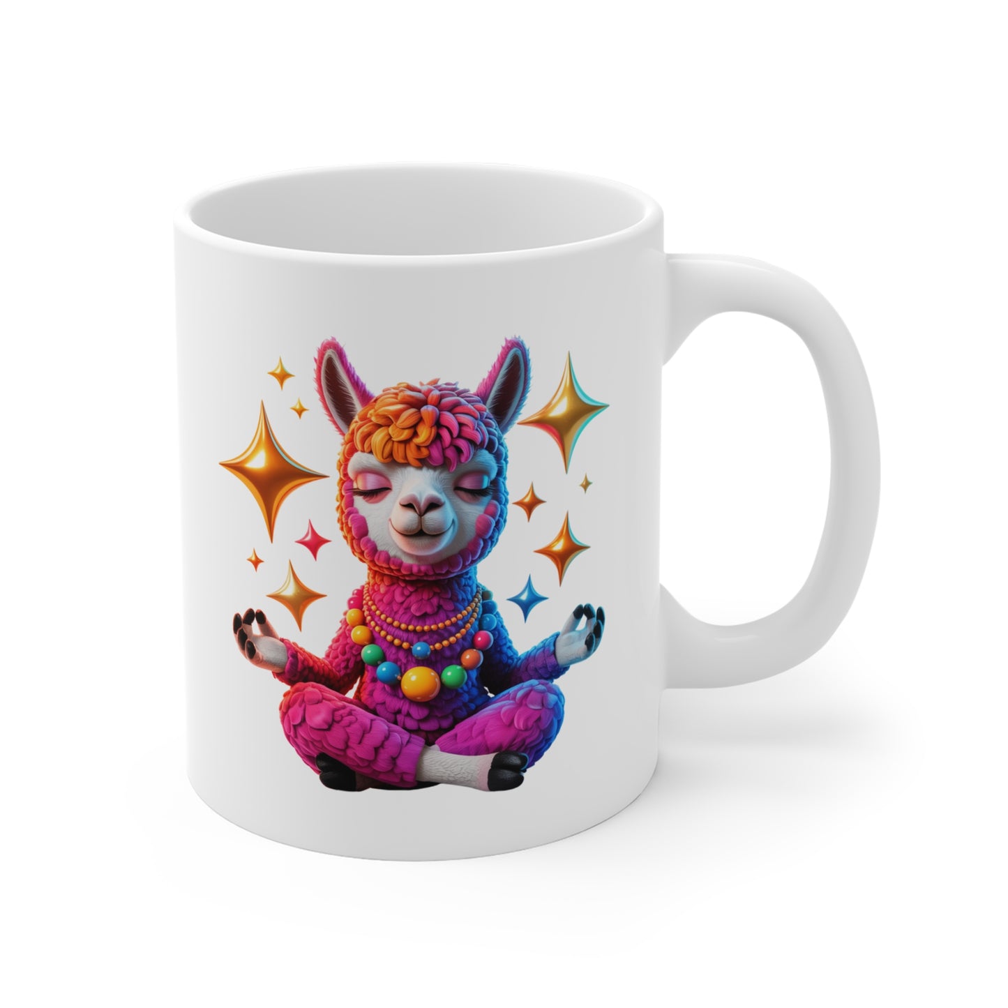 Mug Lama Kawaii Zen – Tasse Alpaga Méditation Arc-en-Ciel – Design Animal Relaxant et Spirituel – Cadeau Original pour Yoga, Méditation et Fans d’Animaux Mignons – Céramique 325ml