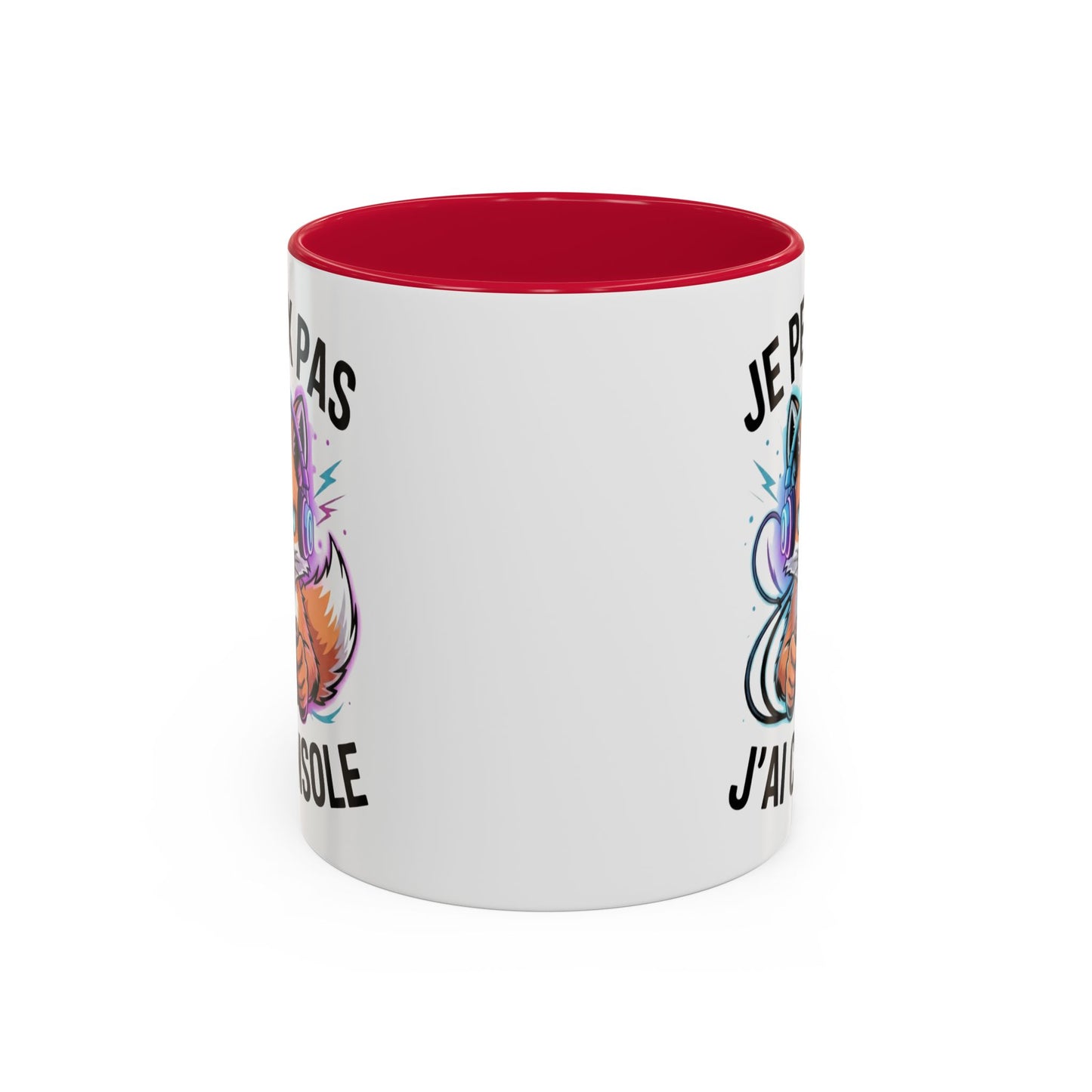 Mug Gamer Humoristique – Tasse Gaming Renard Casque Manette – Cadeau Joueur Geek – Céramique 325ml Noir Bleu Rouge