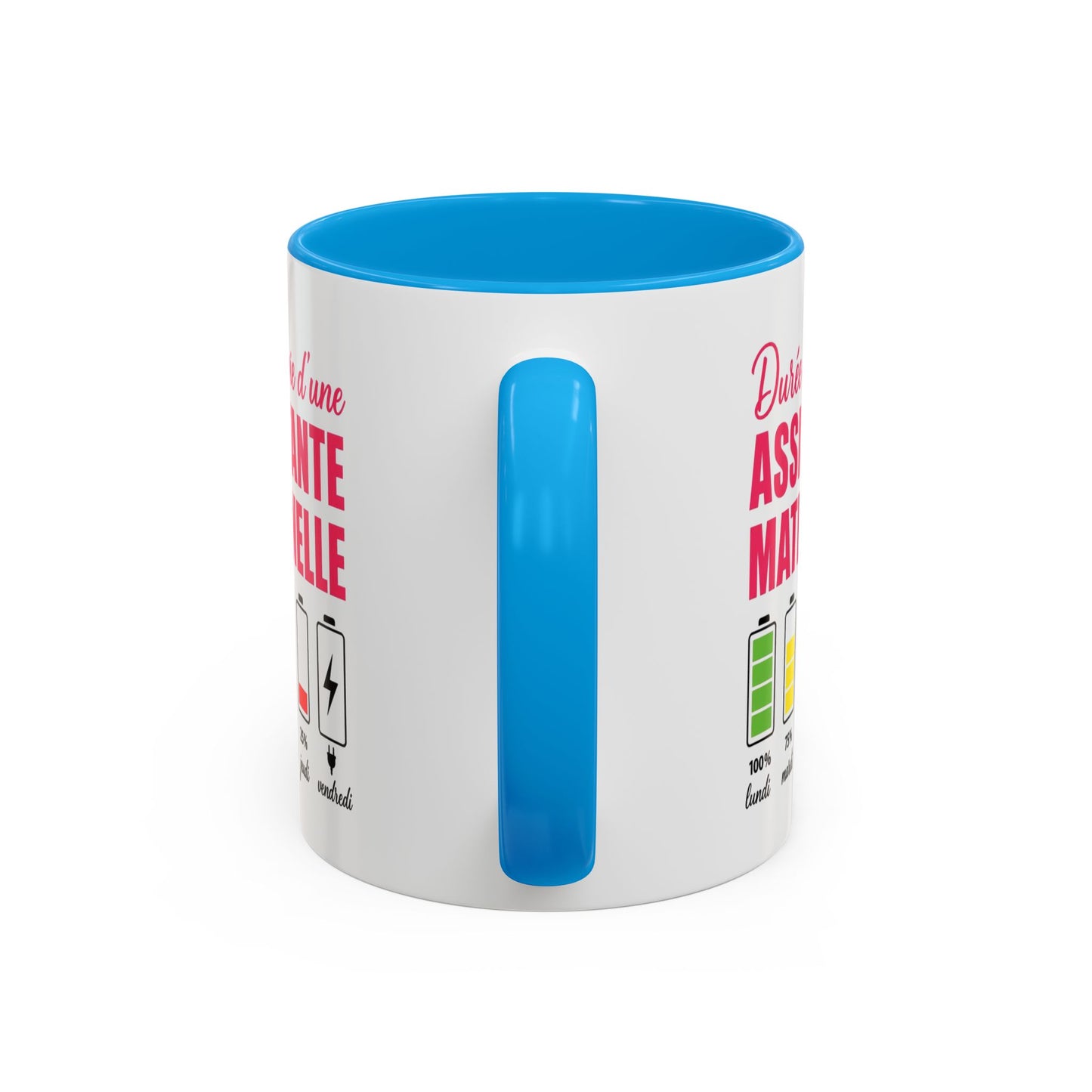 Mug Assistante Maternelle – Tasse Drôle Durée de Vie Batterie – Cadeau Humoristique Nounou et Garde d’Enfant 325ml