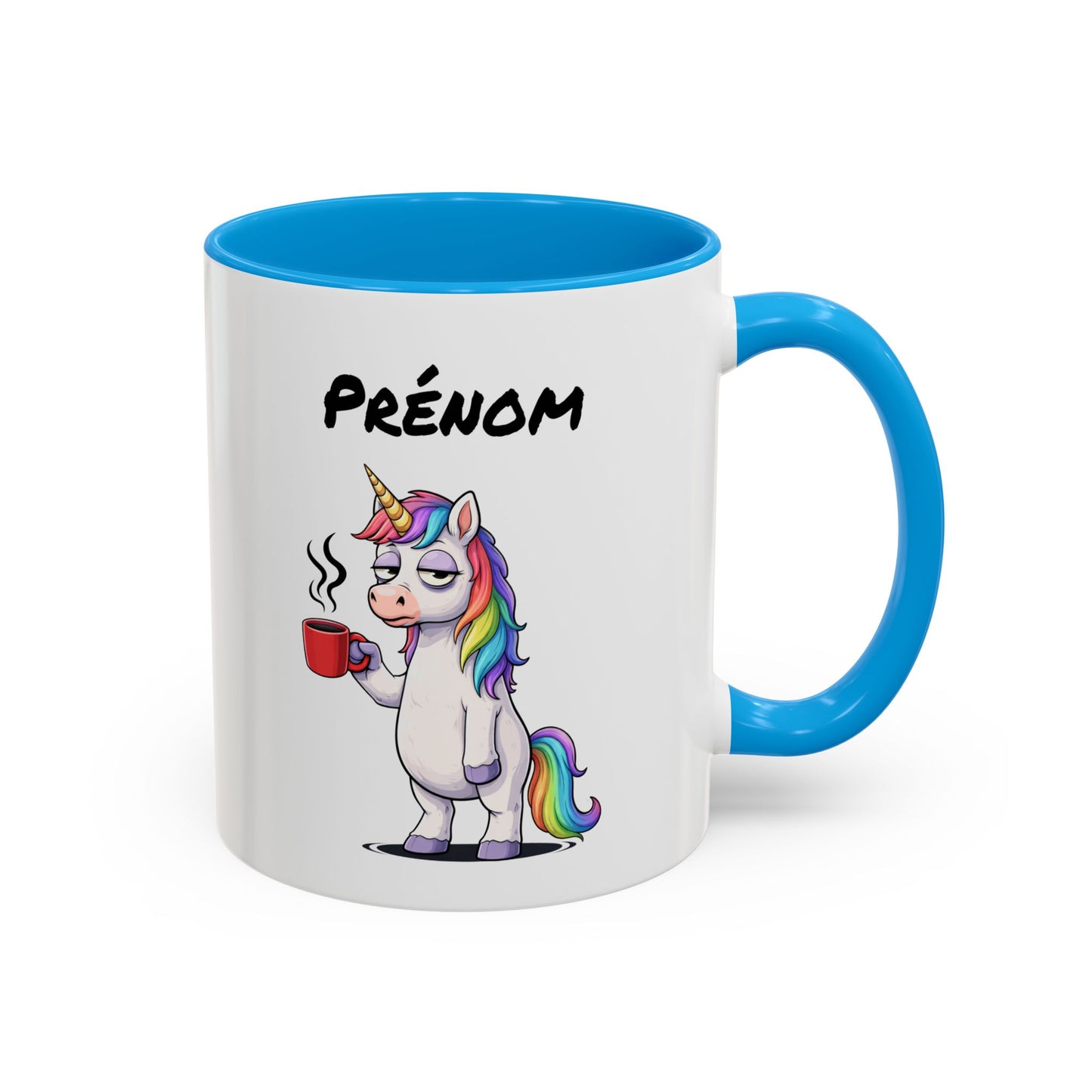 Tasse Licorne Fatiguée avec Café – Mug Fantaisie Arc-en-ciel – Illustration Animal Mignon 325ml