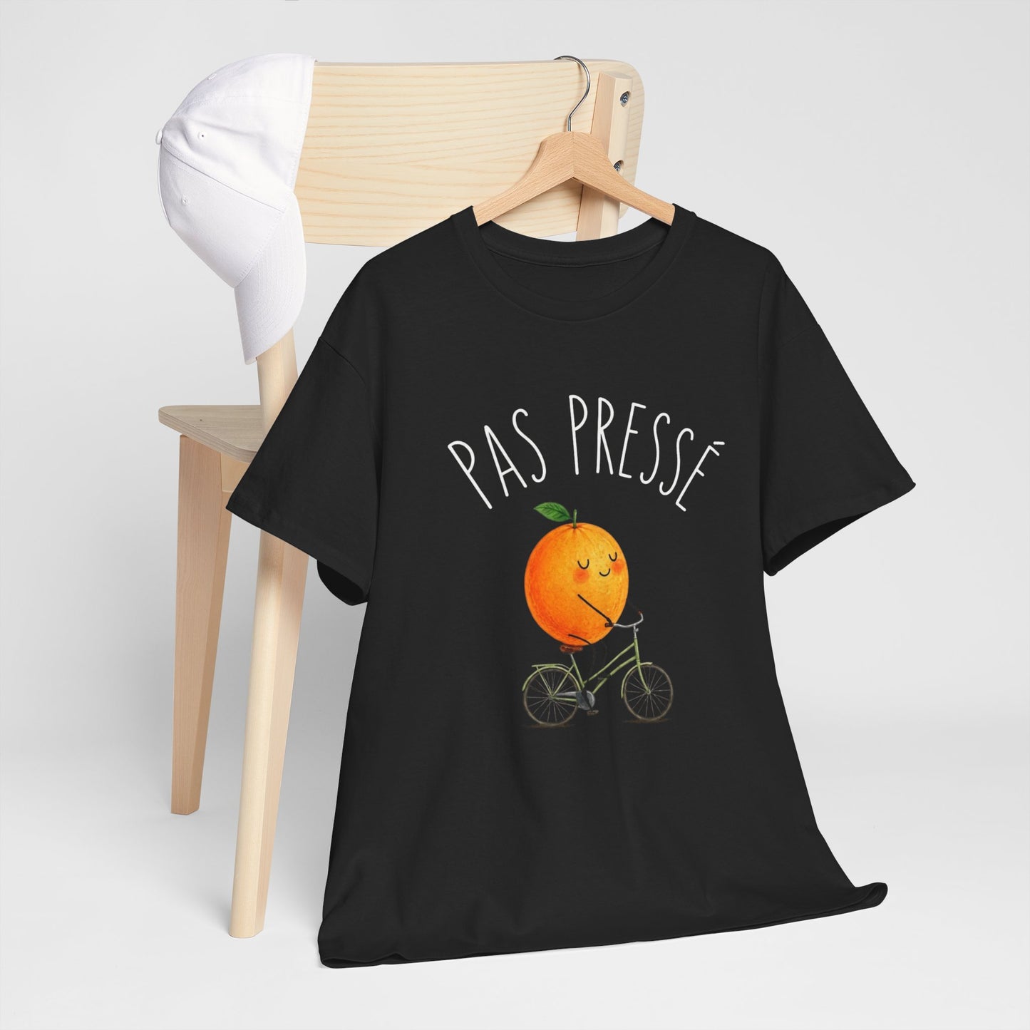 Tee Shirt Pas Pressé Orange à Vélo – T-Shirt Humour Fruit Mignon – Cadeau Homme Femme Original