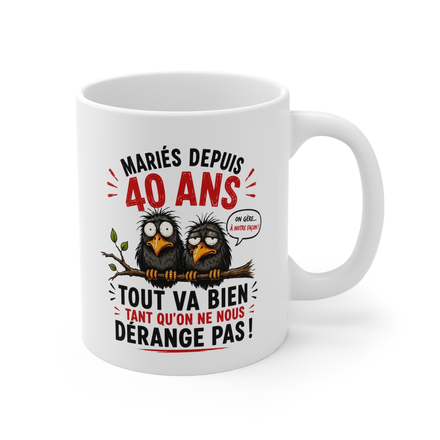 Tasse Mariés Depuis 40 Ans – Mug Humour Anniversaire de Mariage 40 Ans Homme Femme – Cadeau Noces d'Émeraude 325 ml