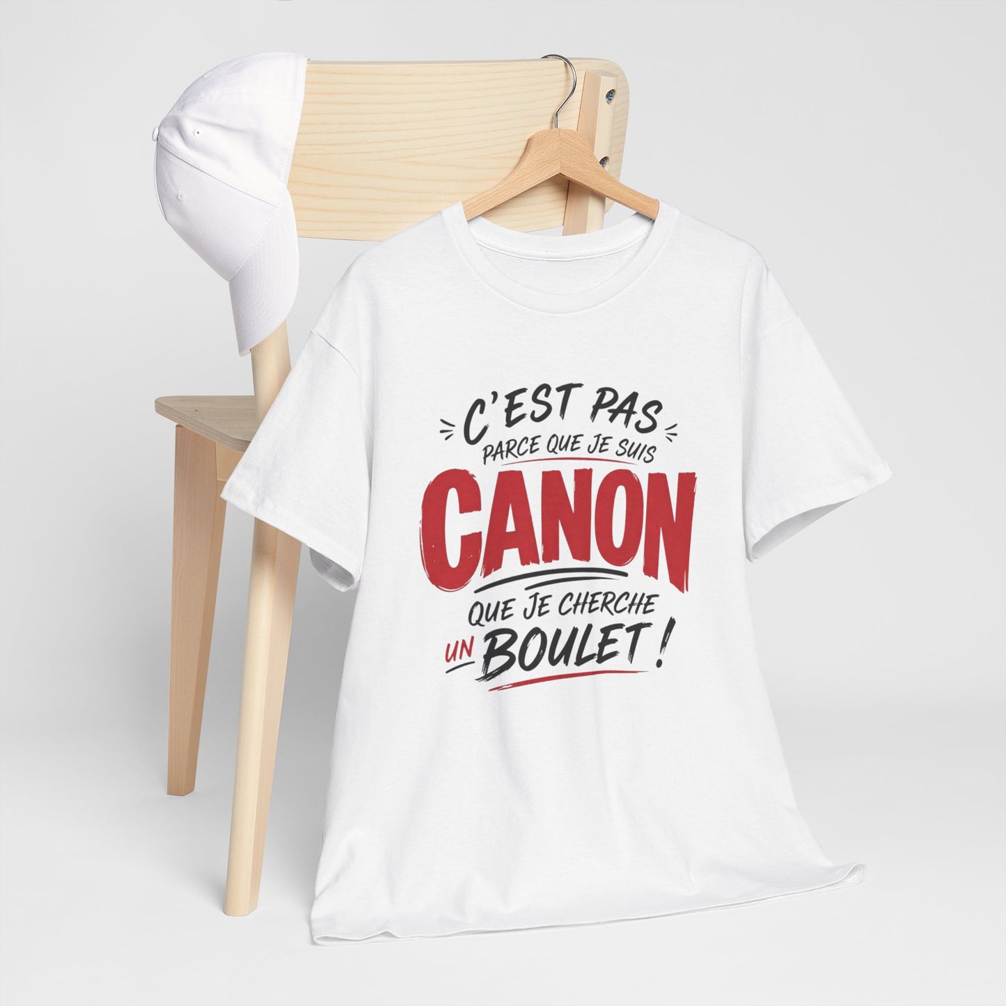 T-Shirt Femme Humour Canon – C’Est Pas Parce Que Je Suis Canon Que Je Cherche Un Boulet – Tee Shirt Drôle Femme